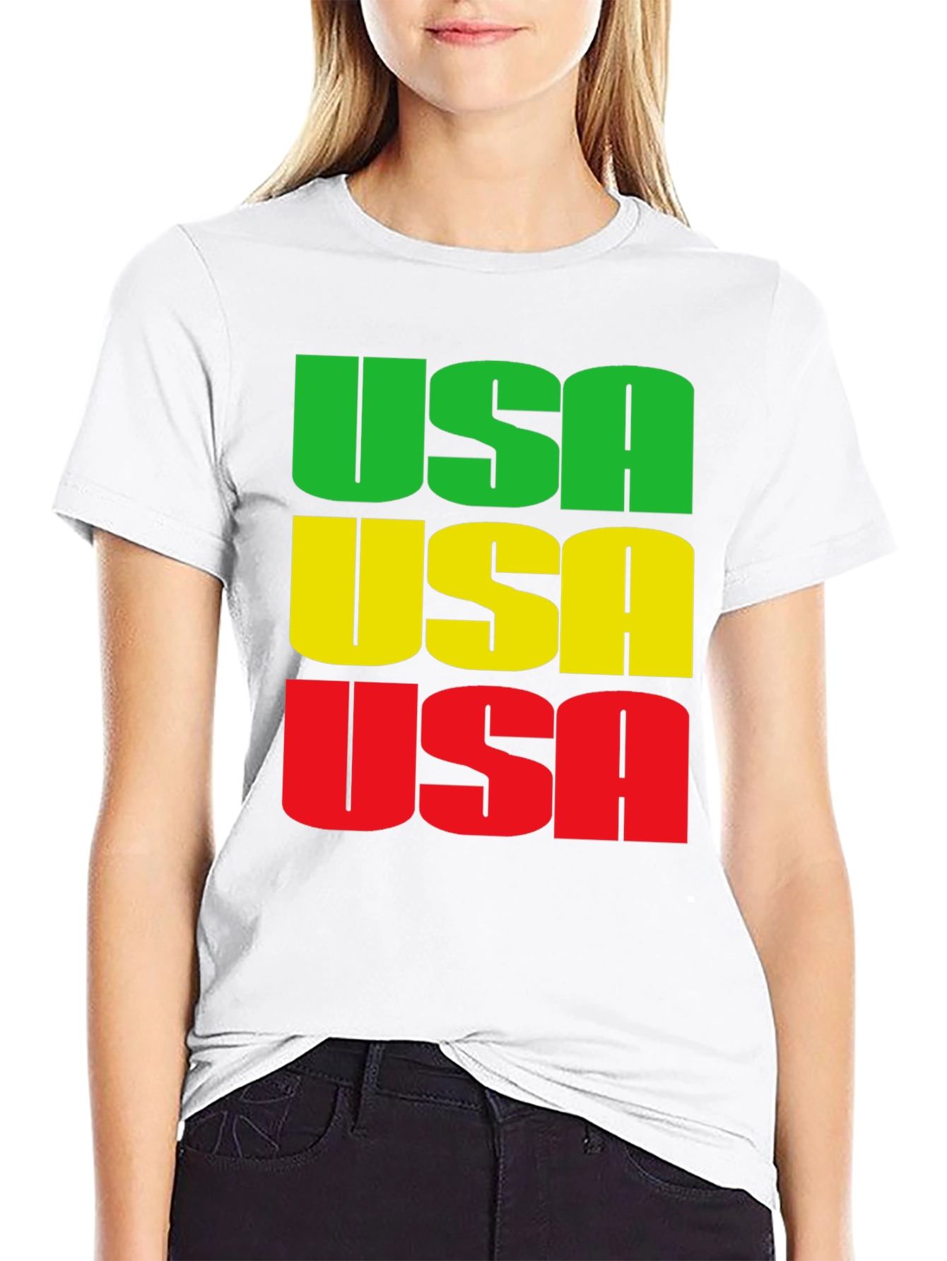 USA Graphic Print Crew Neck T-Shirt