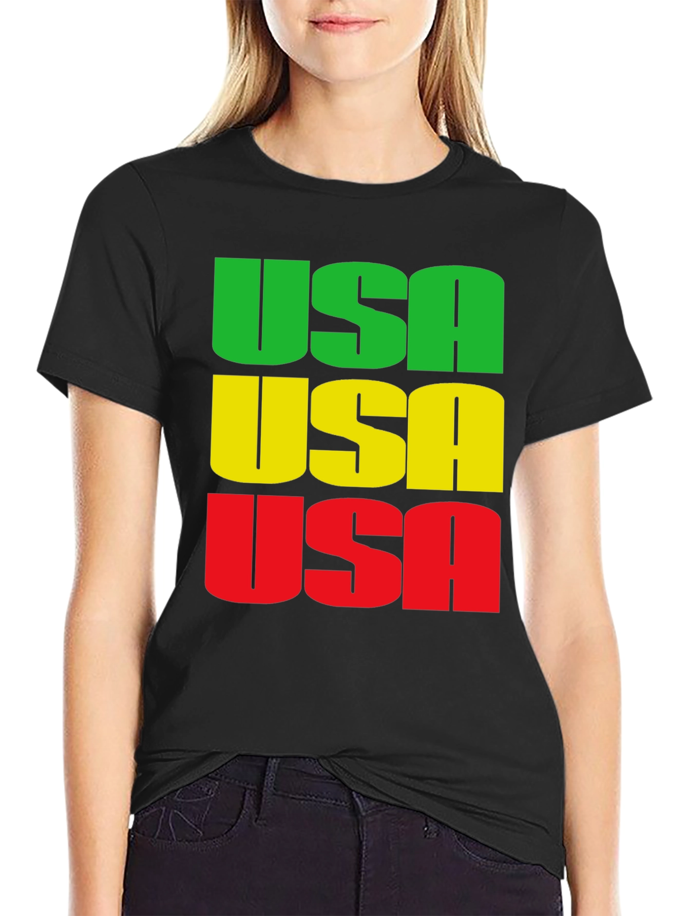 USA Graphic Print Crew Neck T-Shirt