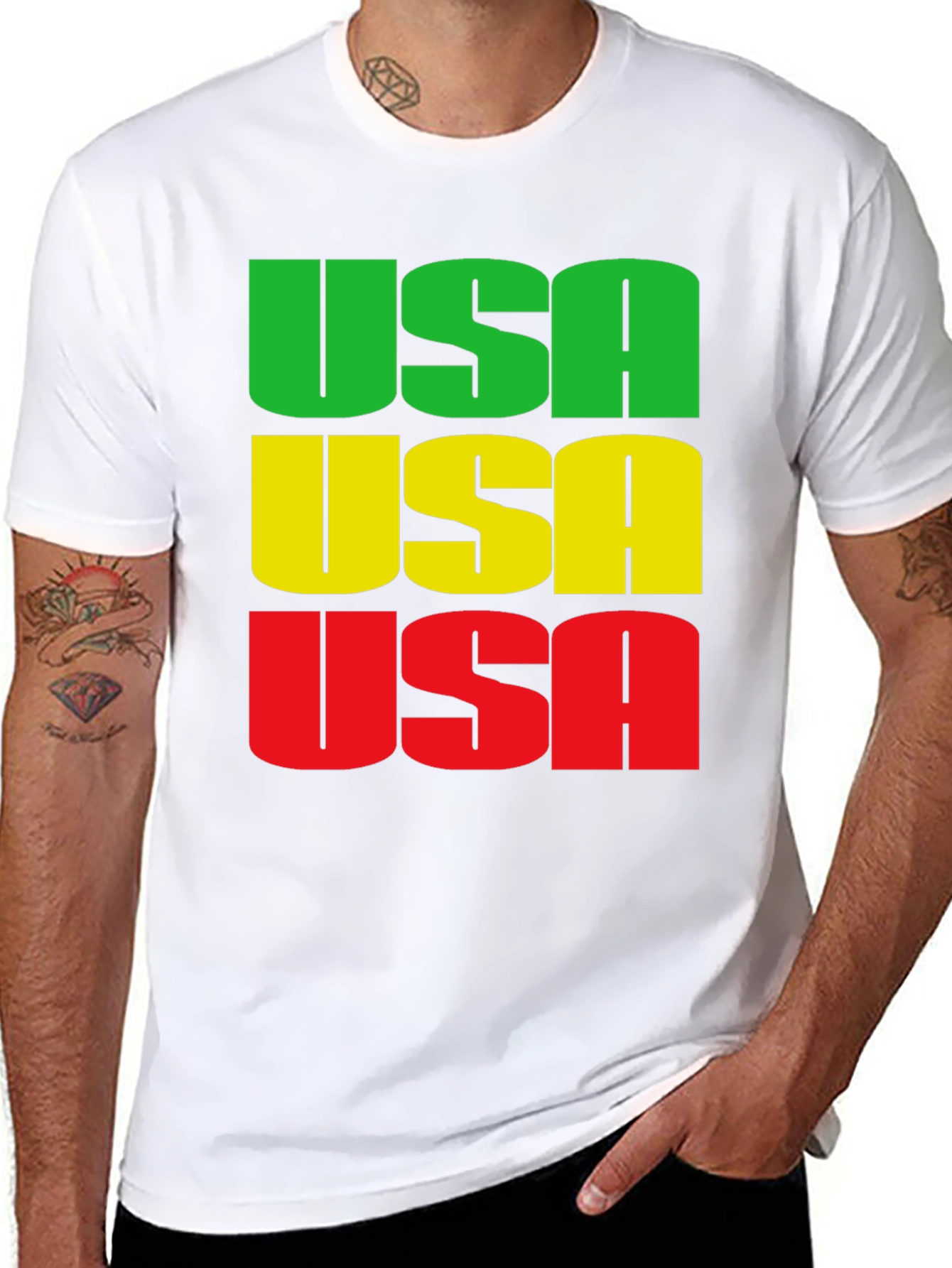 USA Graphic Print Crew Neck T-Shirt