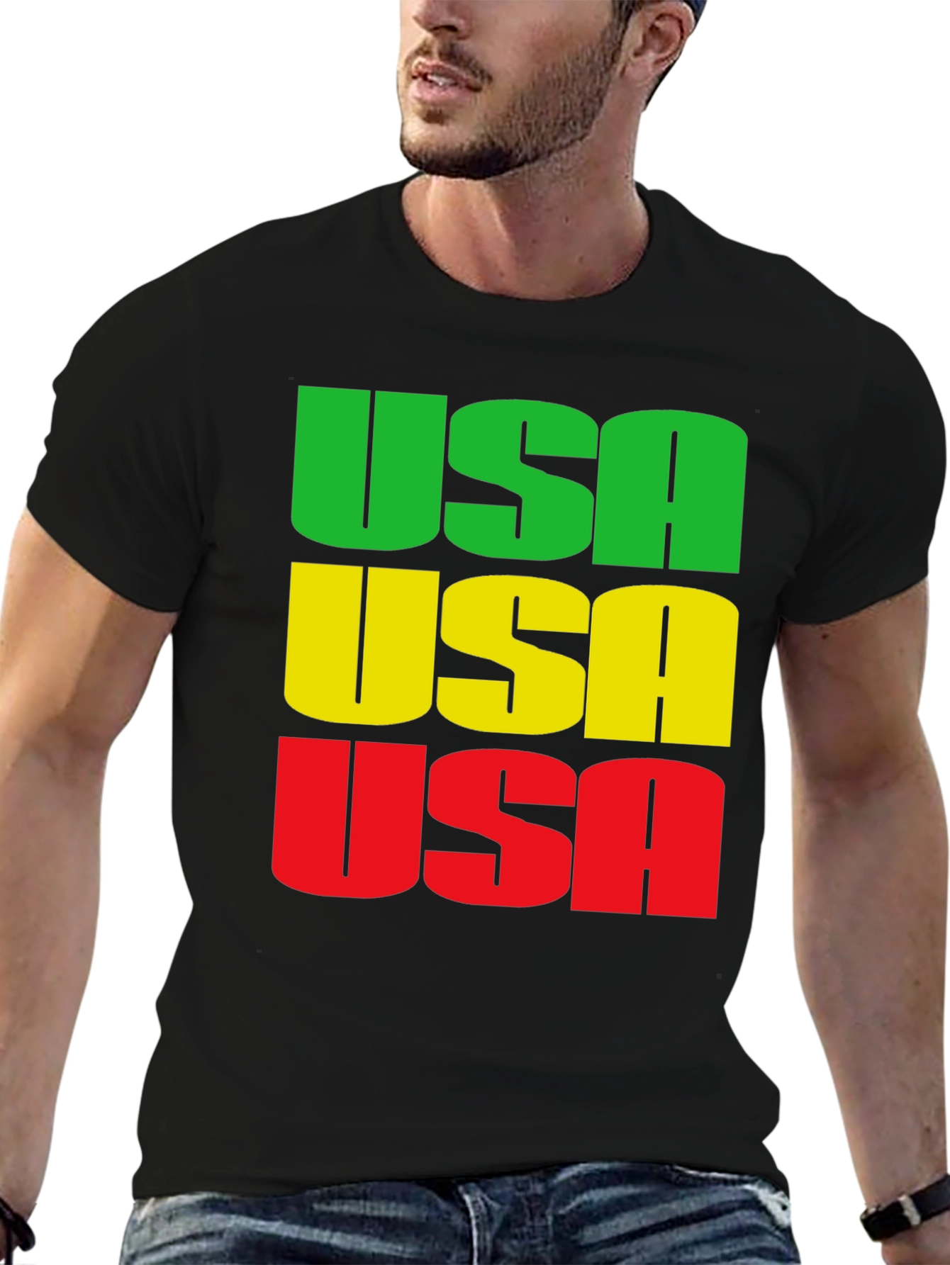 USA Graphic Print Crew Neck T-Shirt
