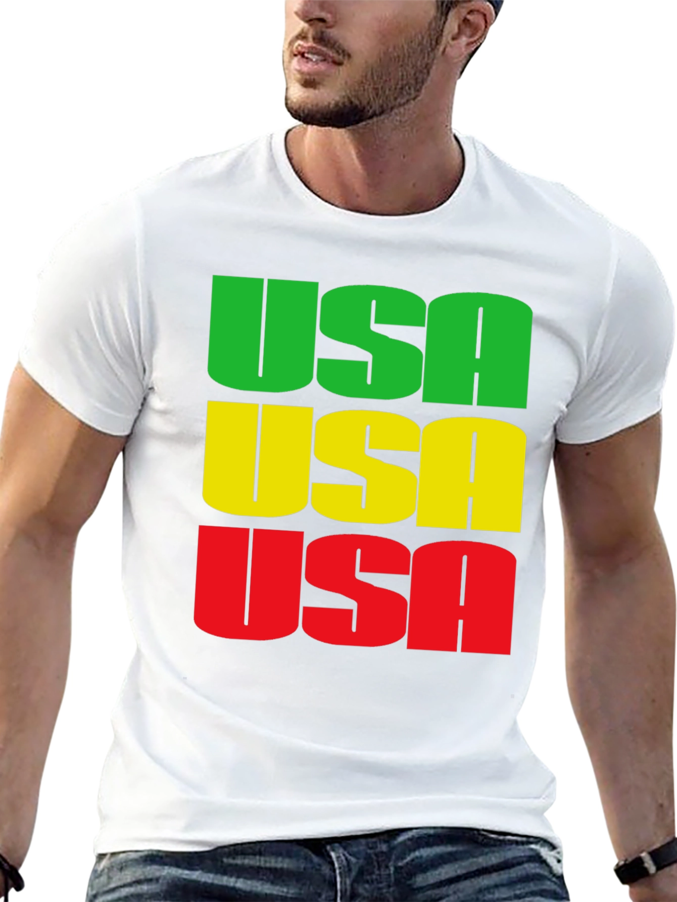 USA Graphic Print Crew Neck T-Shirt