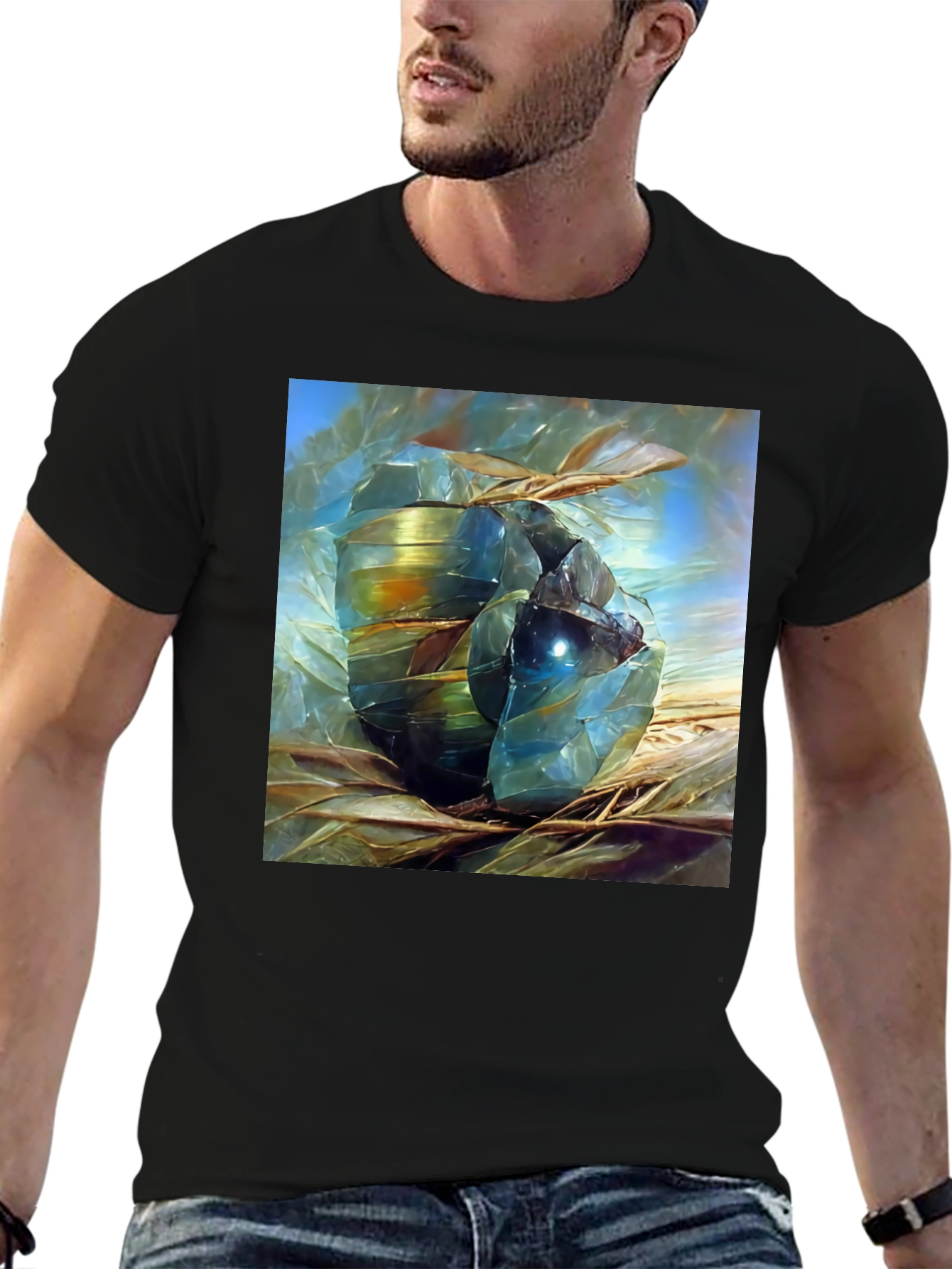 Abstract Gemstone Art Black T-Shirt
