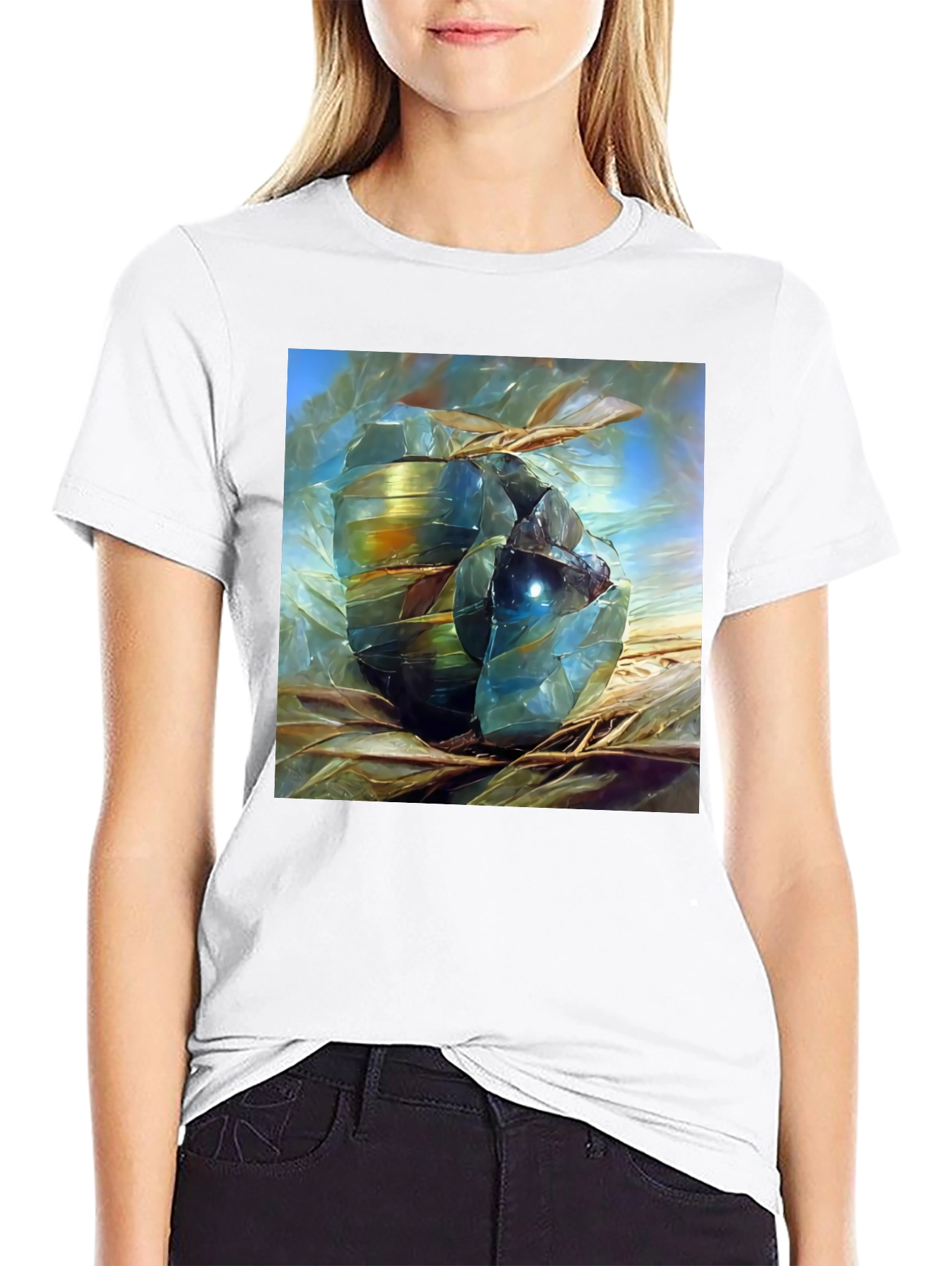 Abstract Gemstone Art Black T-Shirt