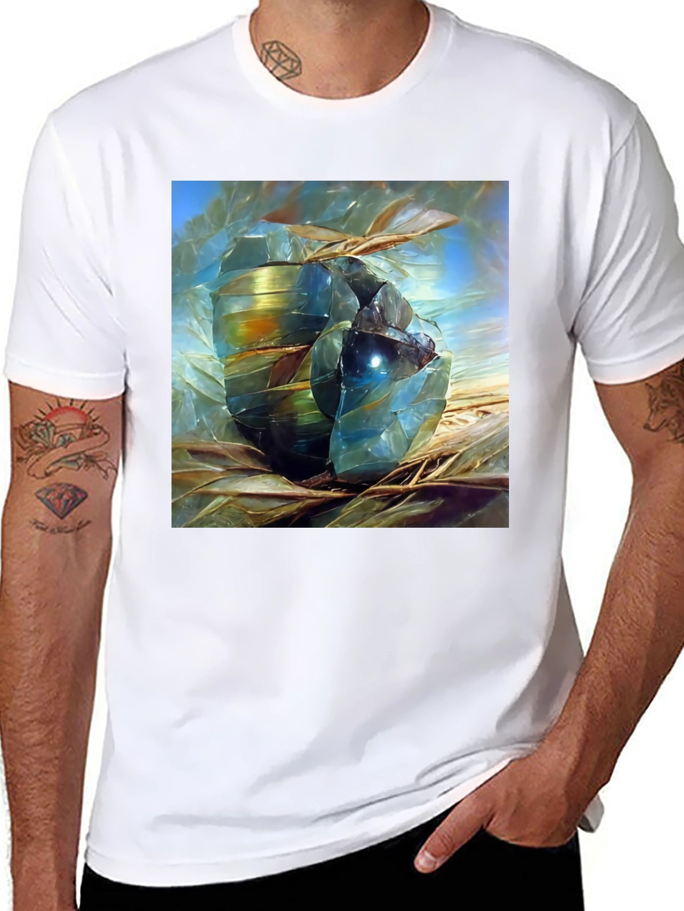 Abstract Gemstone Art Black T-Shirt