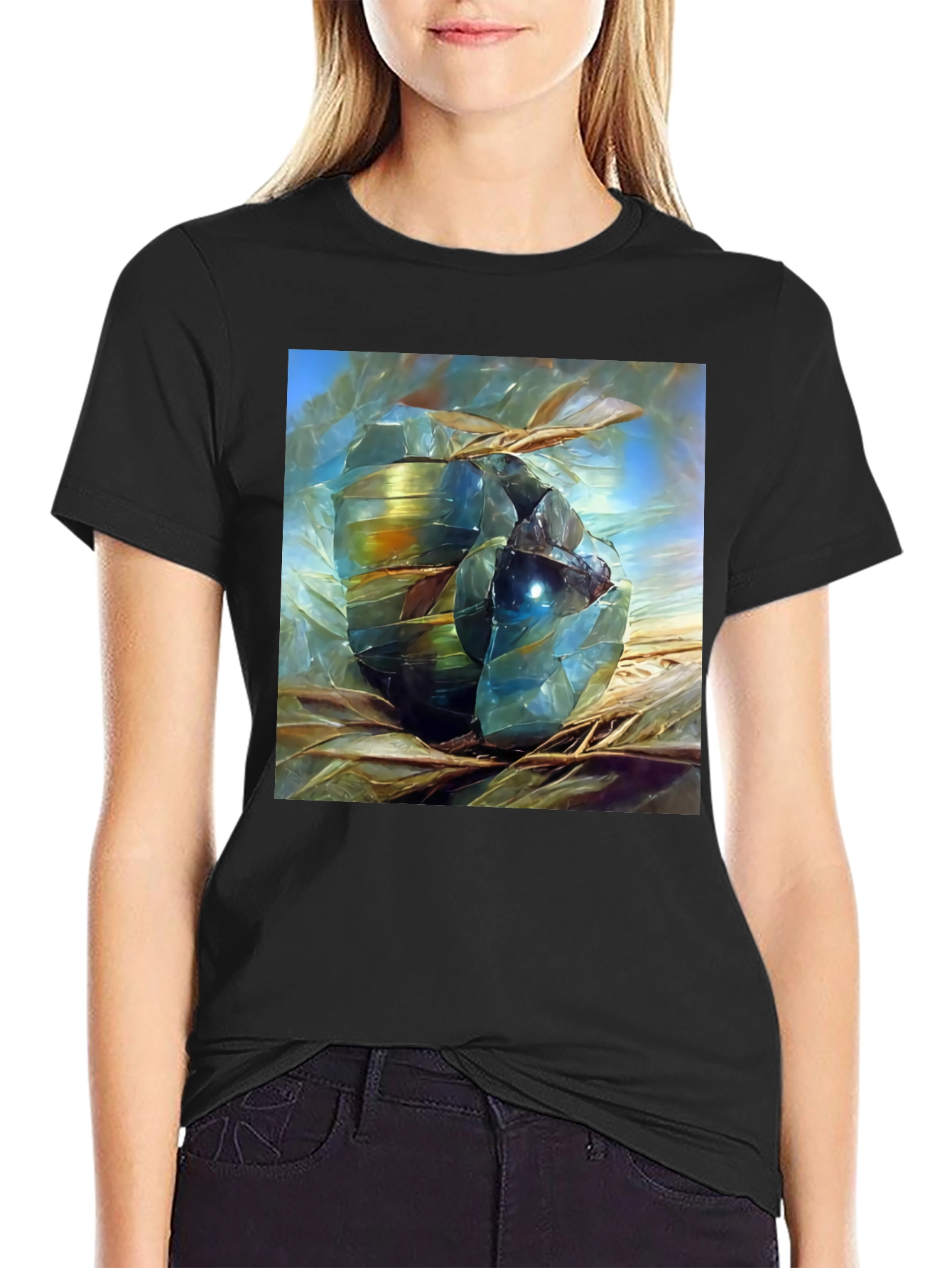 Abstract Gemstone Art Black T-Shirt