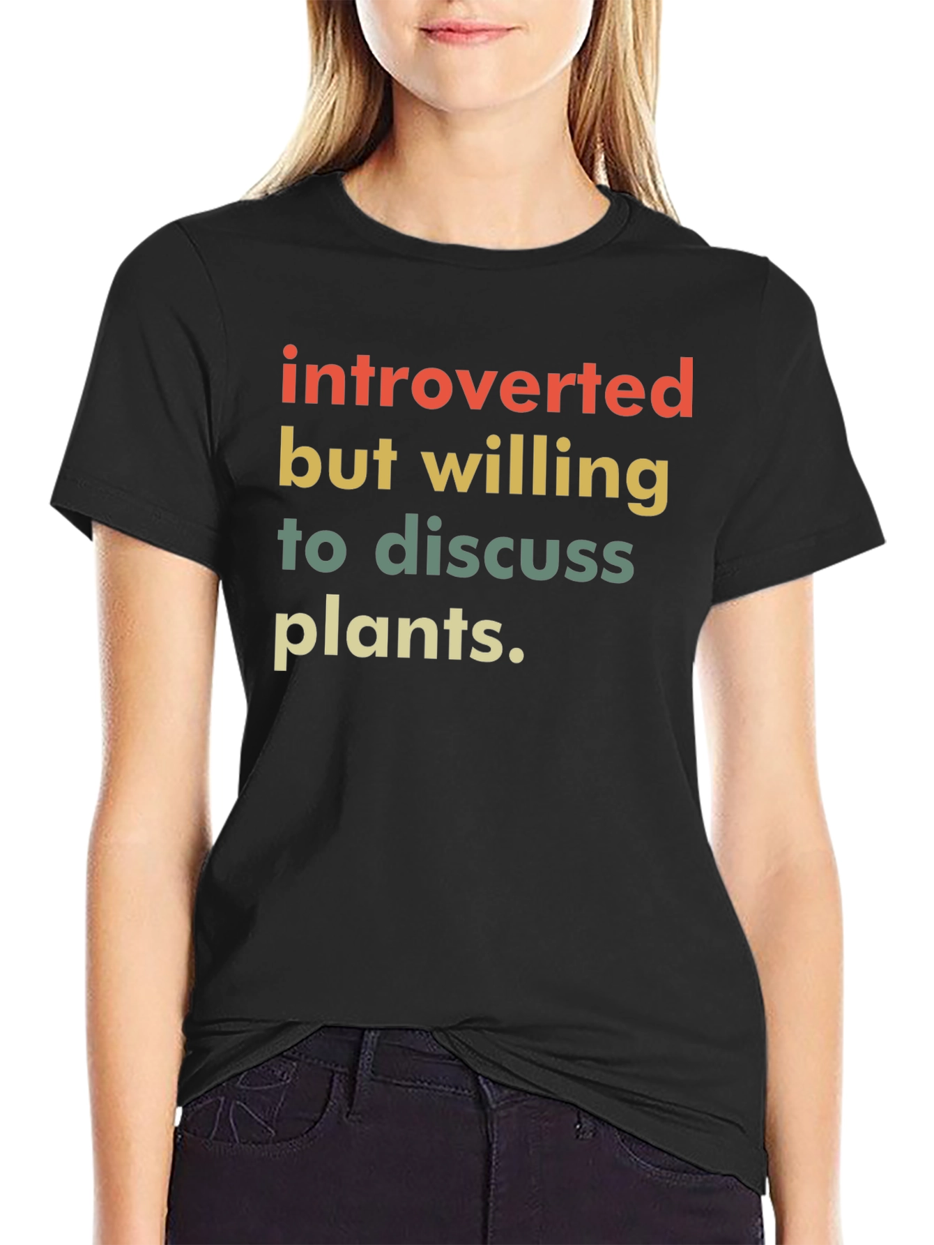 Introverted Plants Black T-Shirt