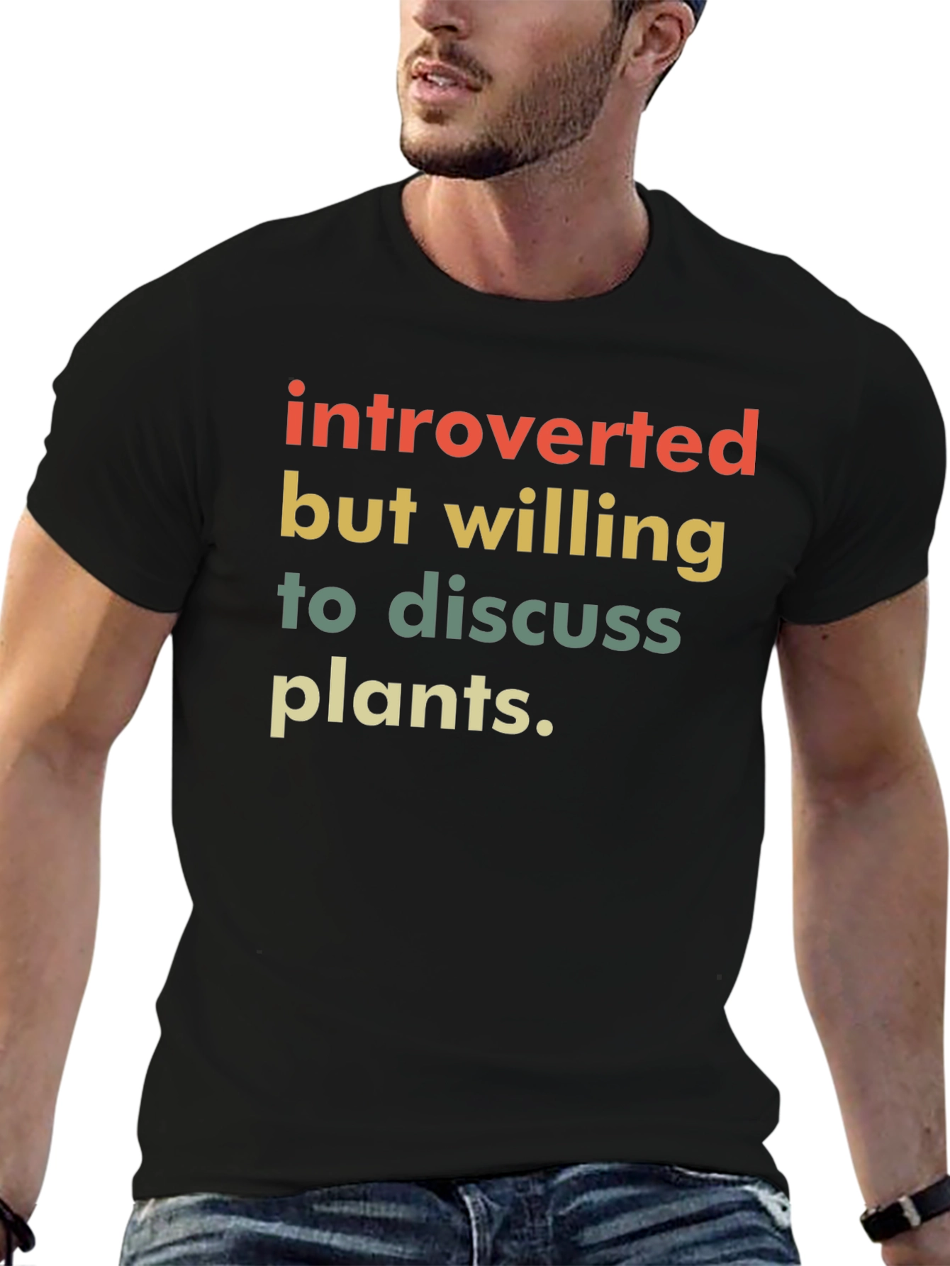 Introverted Plants Black T-Shirt