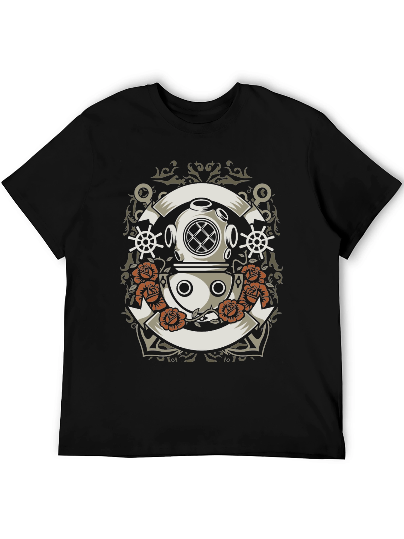 Nautical Diver Helmet Graphic T-Shirt