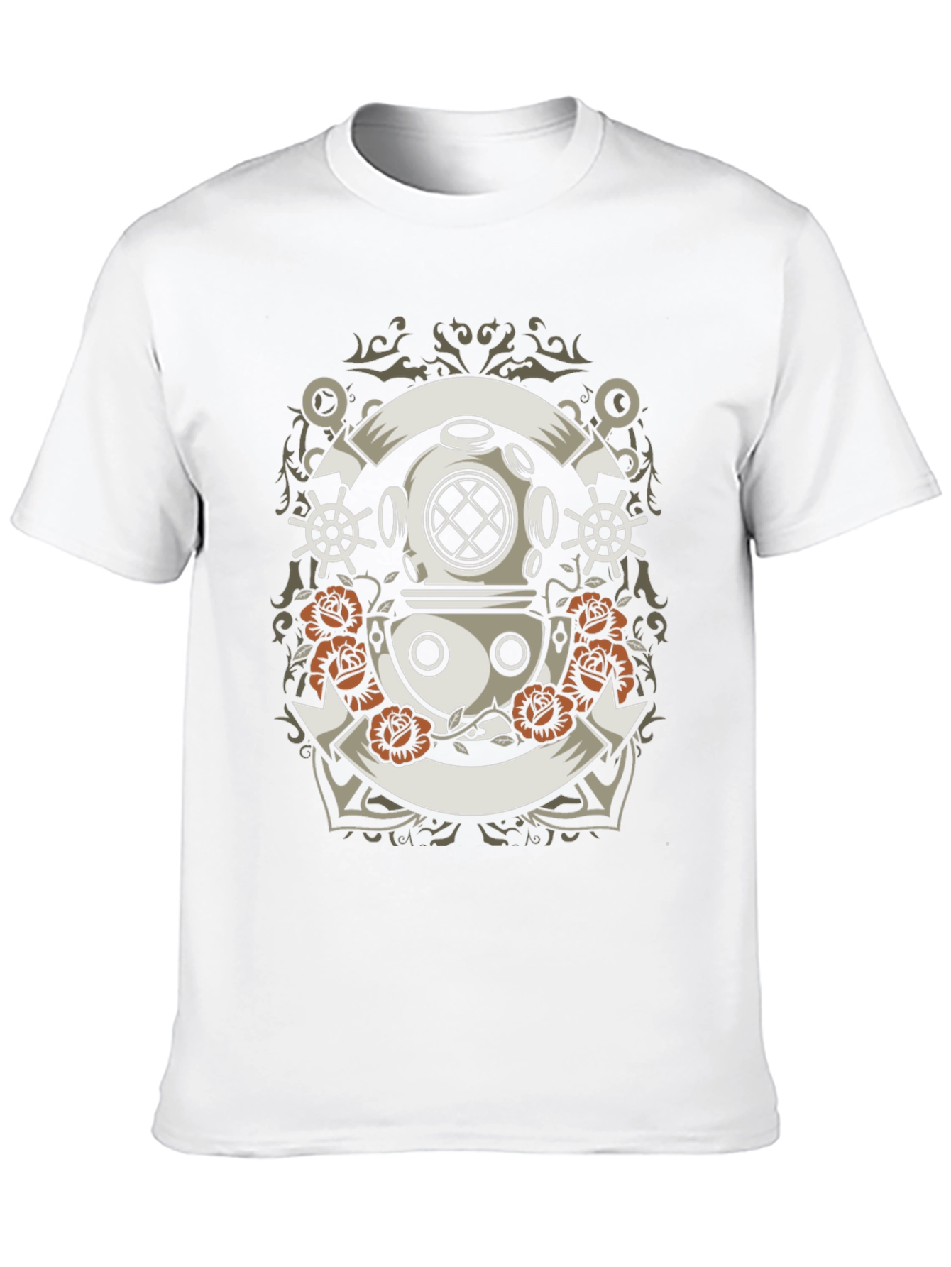 Nautical Diver Helmet Graphic T-Shirt