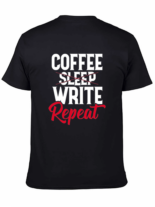 Coffee Write Repeat Novelty T-Shirt
