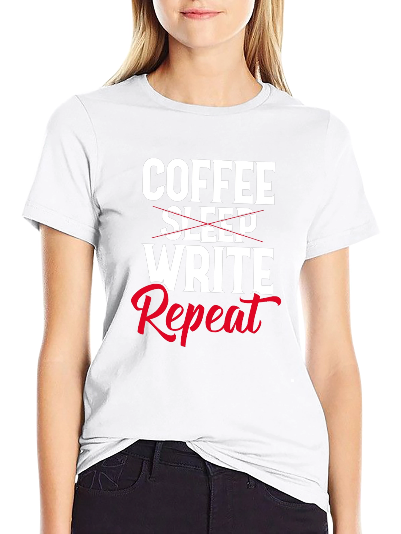 Coffee Write Repeat Novelty T-Shirt
