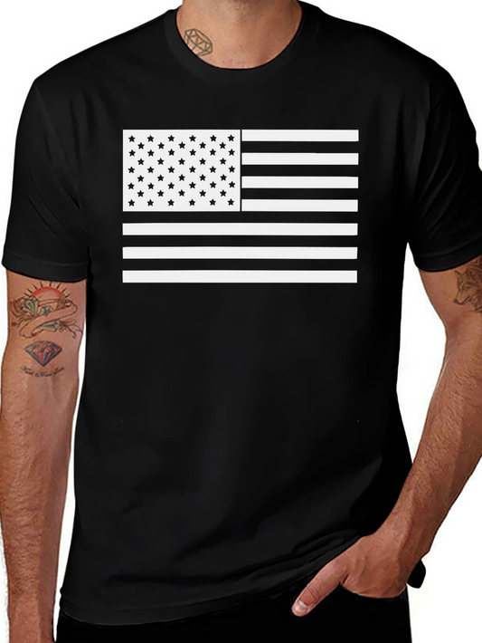 American Flag T-Shirt - Black & White USA Pride