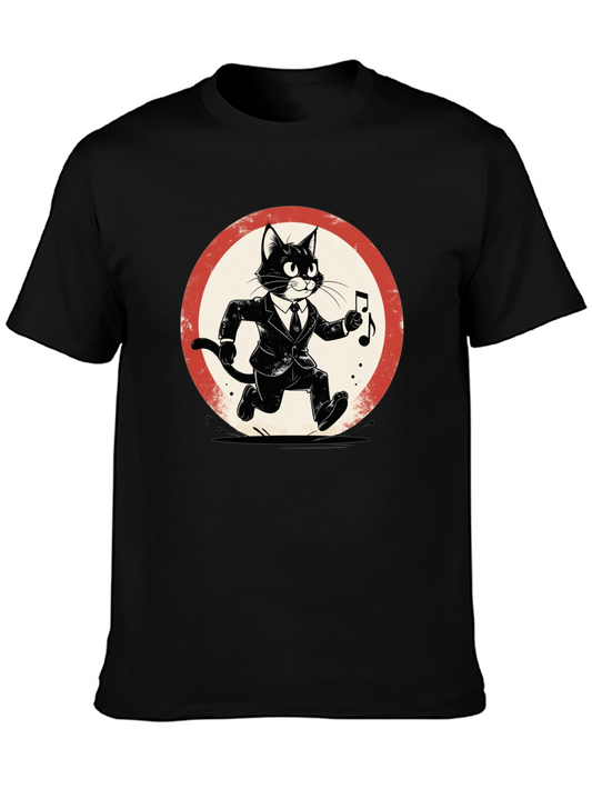 Cool Cat Jazz Musician Black T-Shirt