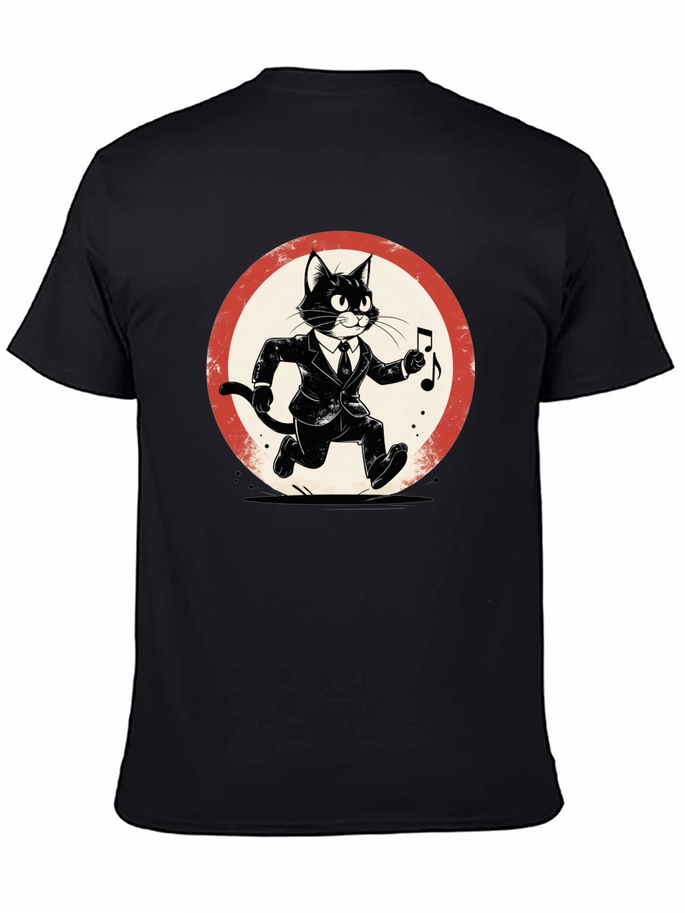 Cool Cat Jazz Musician Black T-Shirt