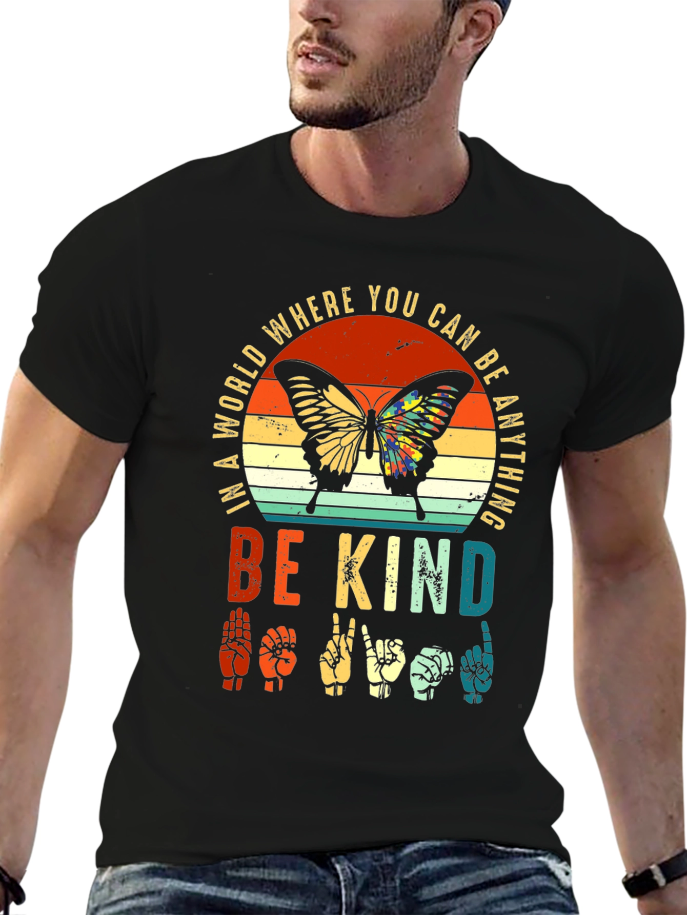 Be Kind Sign Language Butterfly Graphic Tee