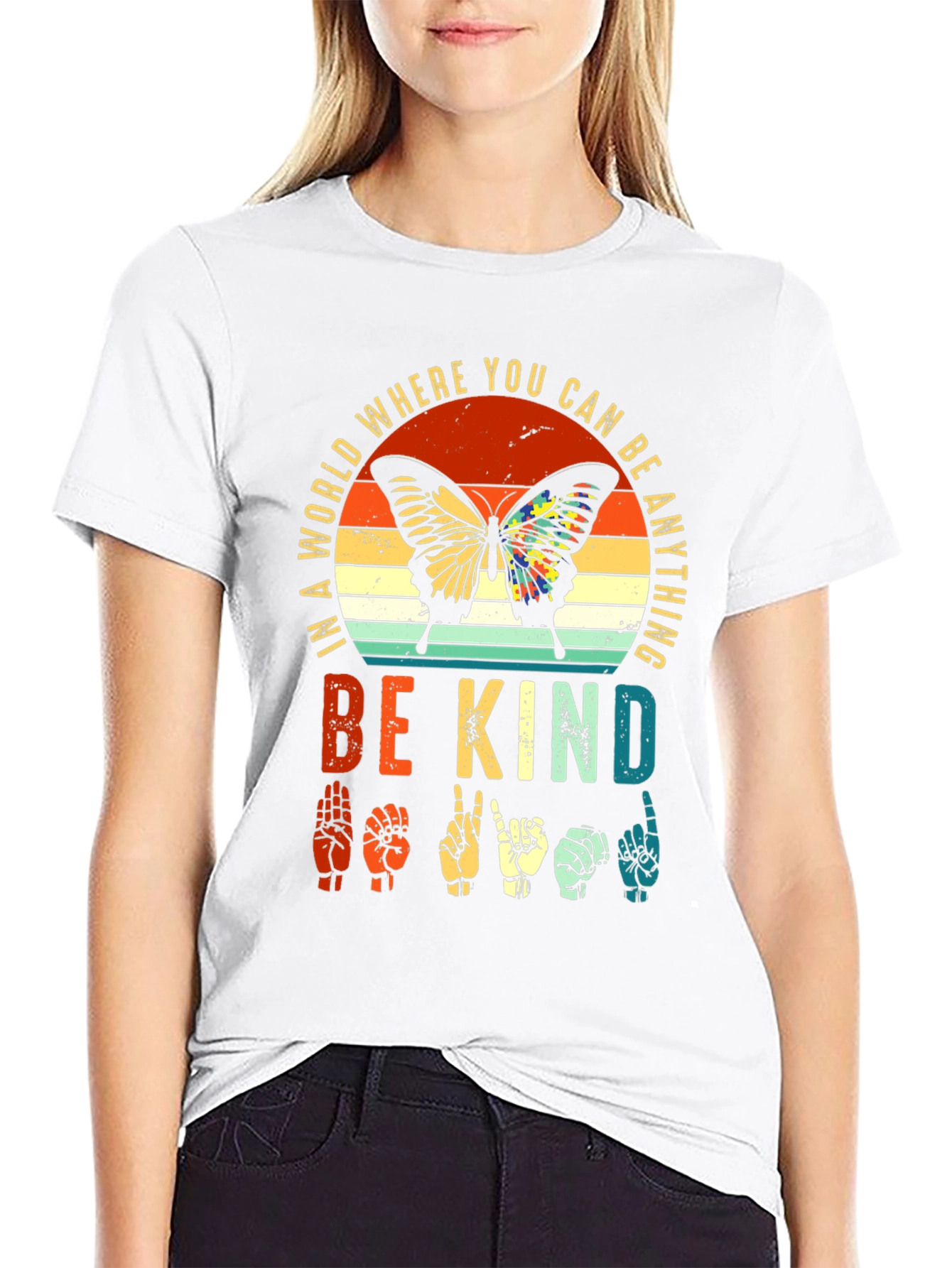 Be Kind Sign Language Butterfly Graphic Tee
