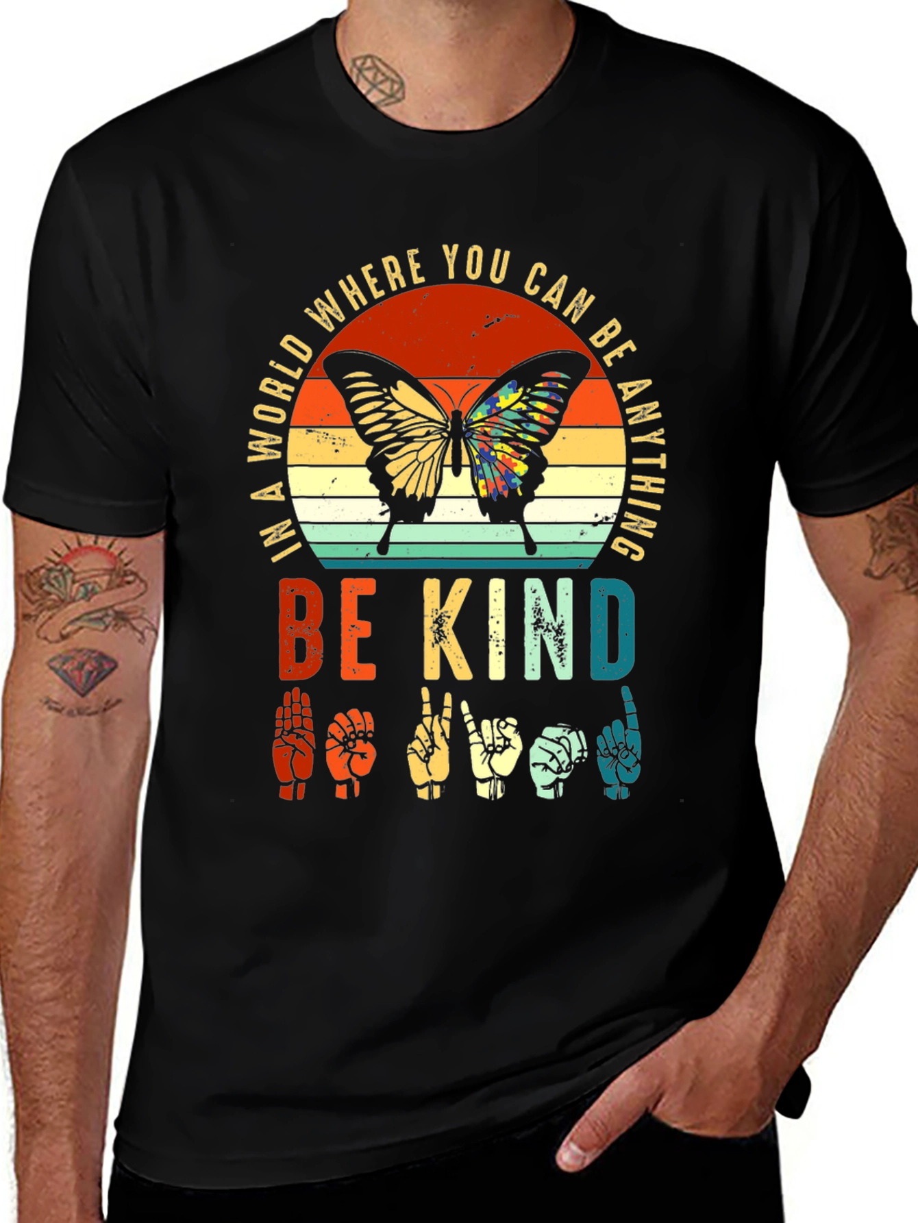 Be Kind Sign Language Butterfly Graphic Tee