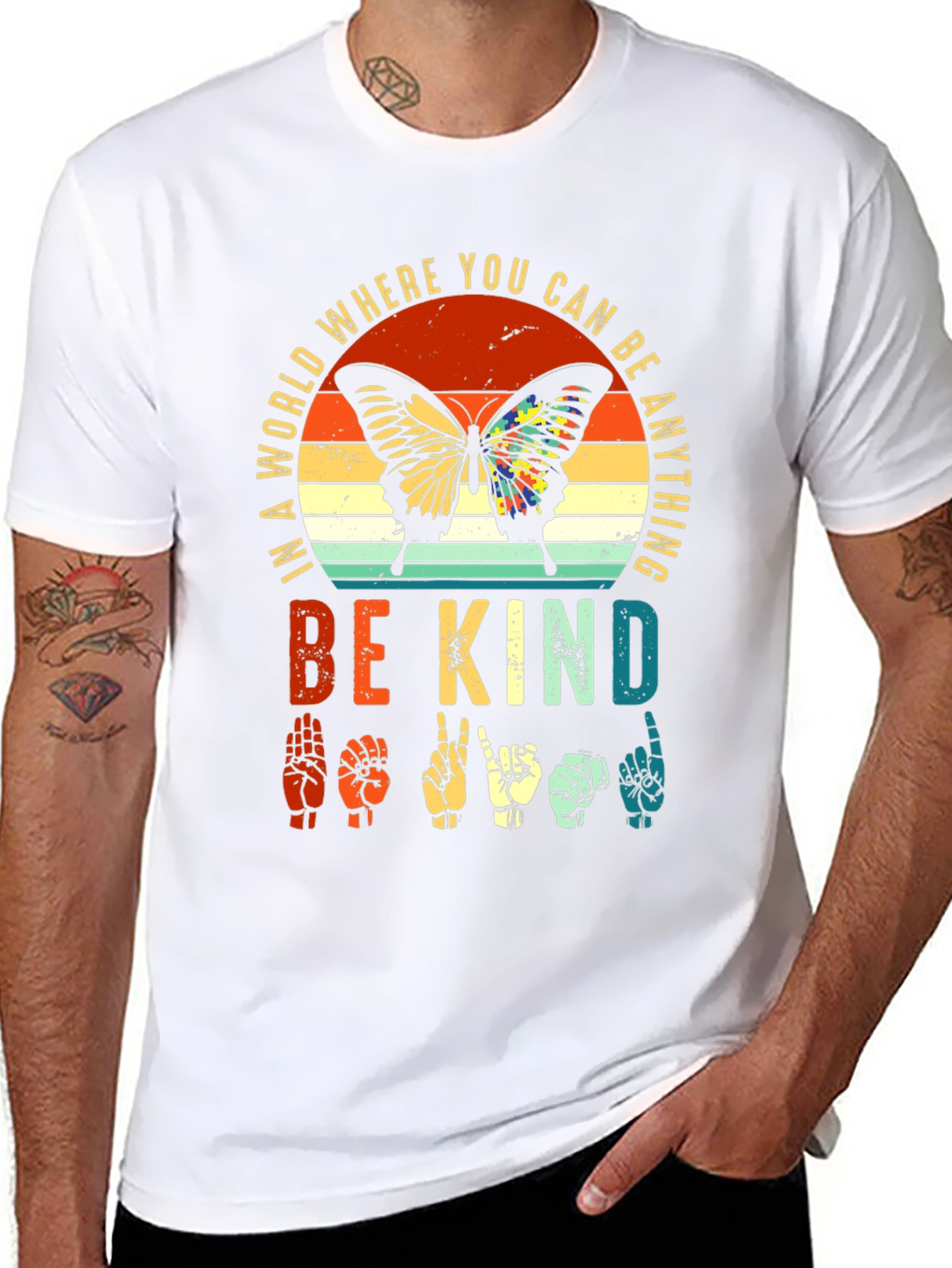 Be Kind Sign Language Butterfly Graphic Tee