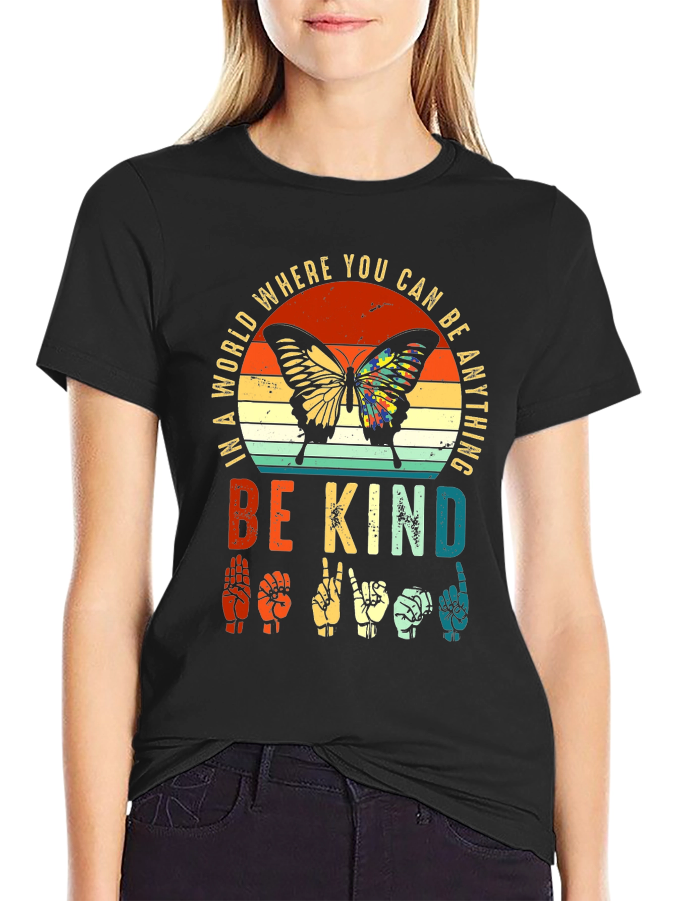 Be Kind Sign Language Butterfly Graphic Tee