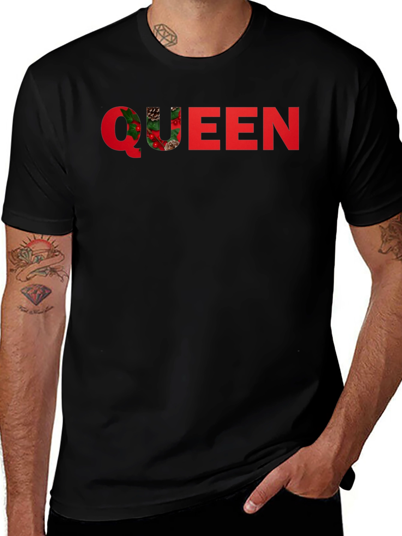 Festive Queen Graphic T-Shirt - Holiday Season Apparel