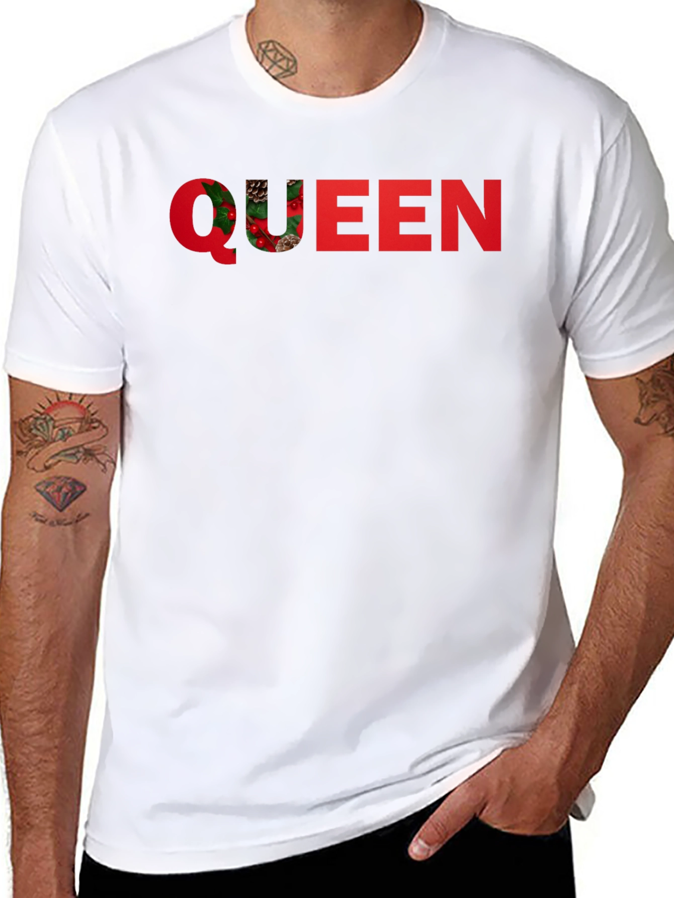 Festive Queen Graphic T-Shirt - Holiday Season Apparel