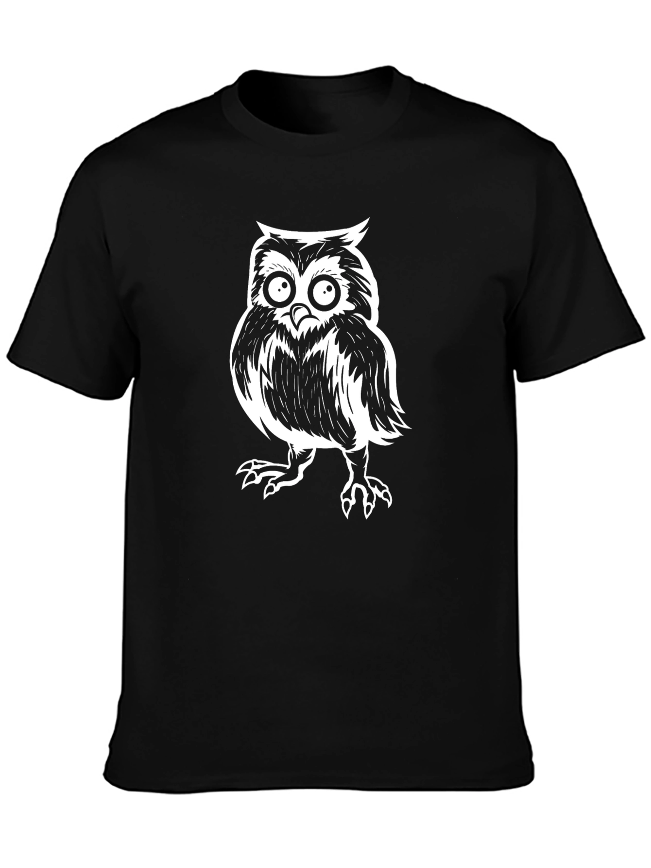 Owl Graphic Tee - Cool Black Cotton T-Shirt