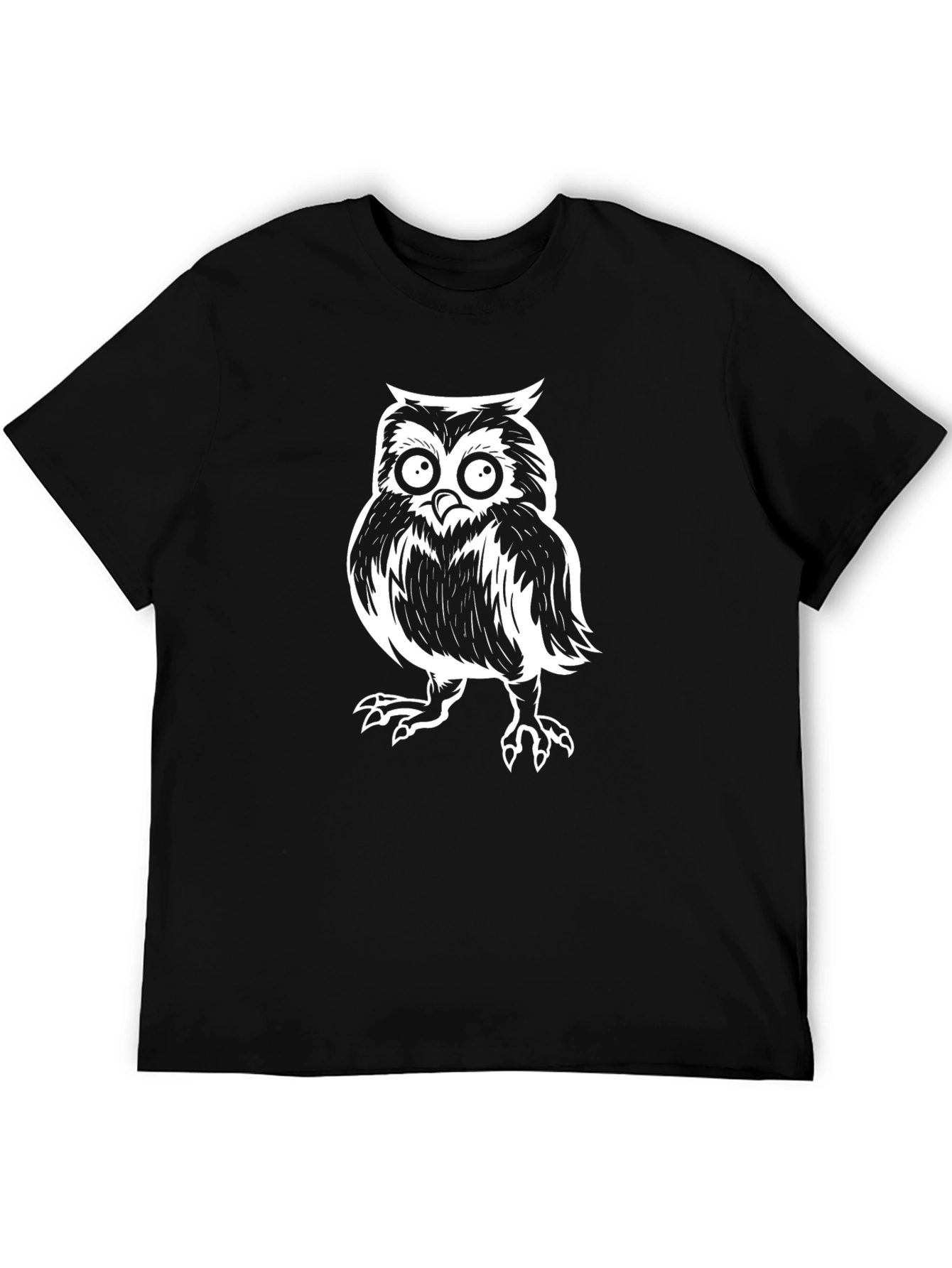 Owl Graphic Tee - Cool Black Cotton T-Shirt