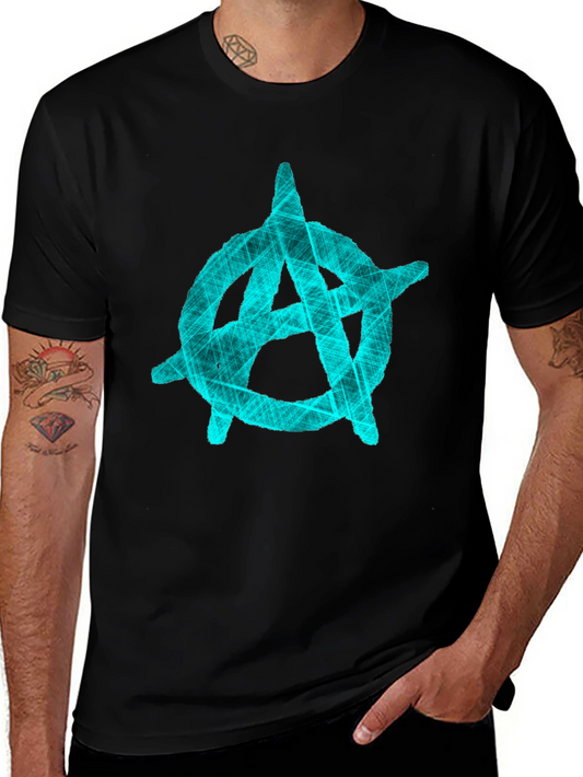 Anarchy Symbol Graphic T-Shirt - Black Crew Neck