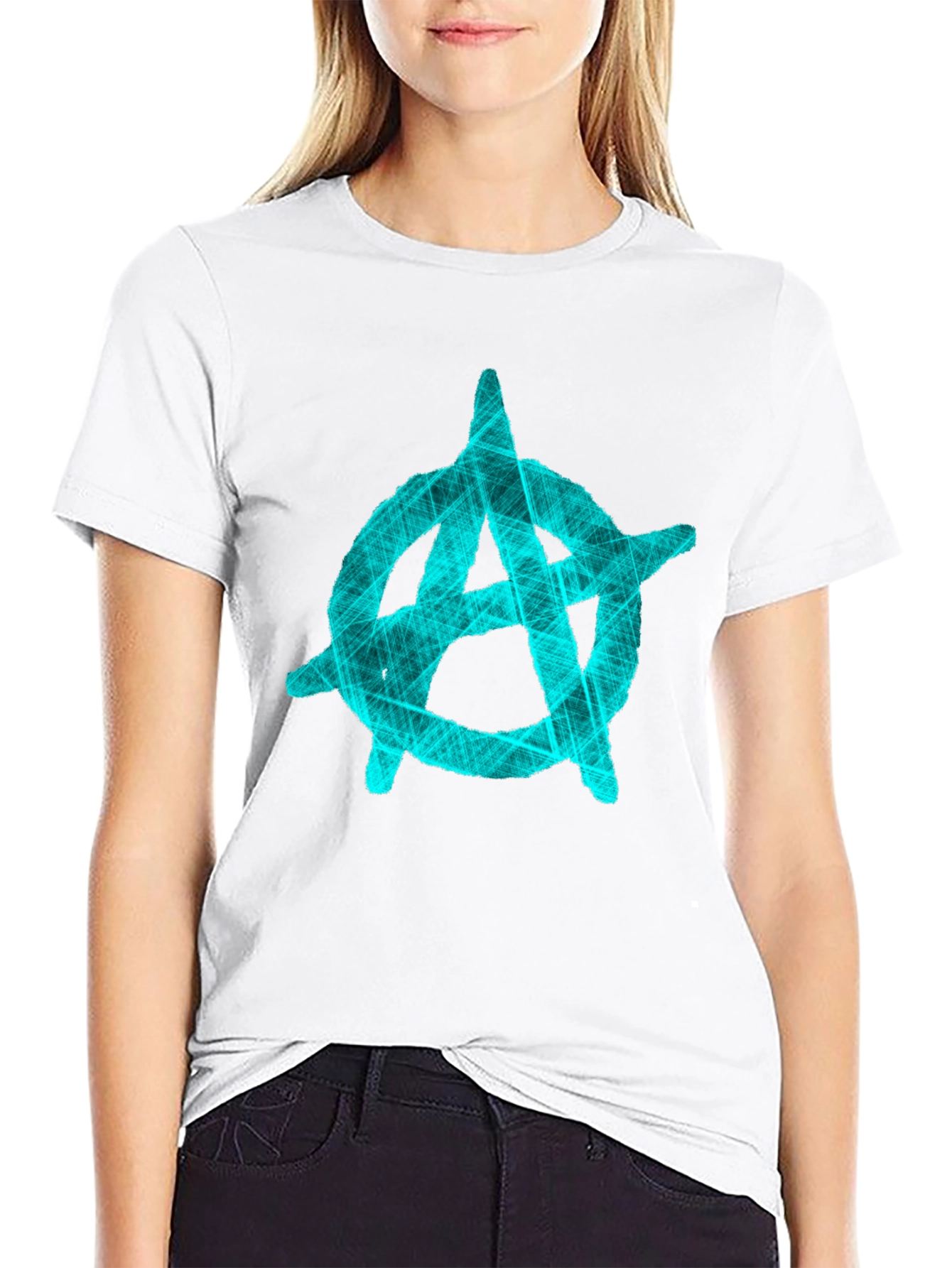 Anarchy Symbol Graphic T-Shirt - Black Crew Neck