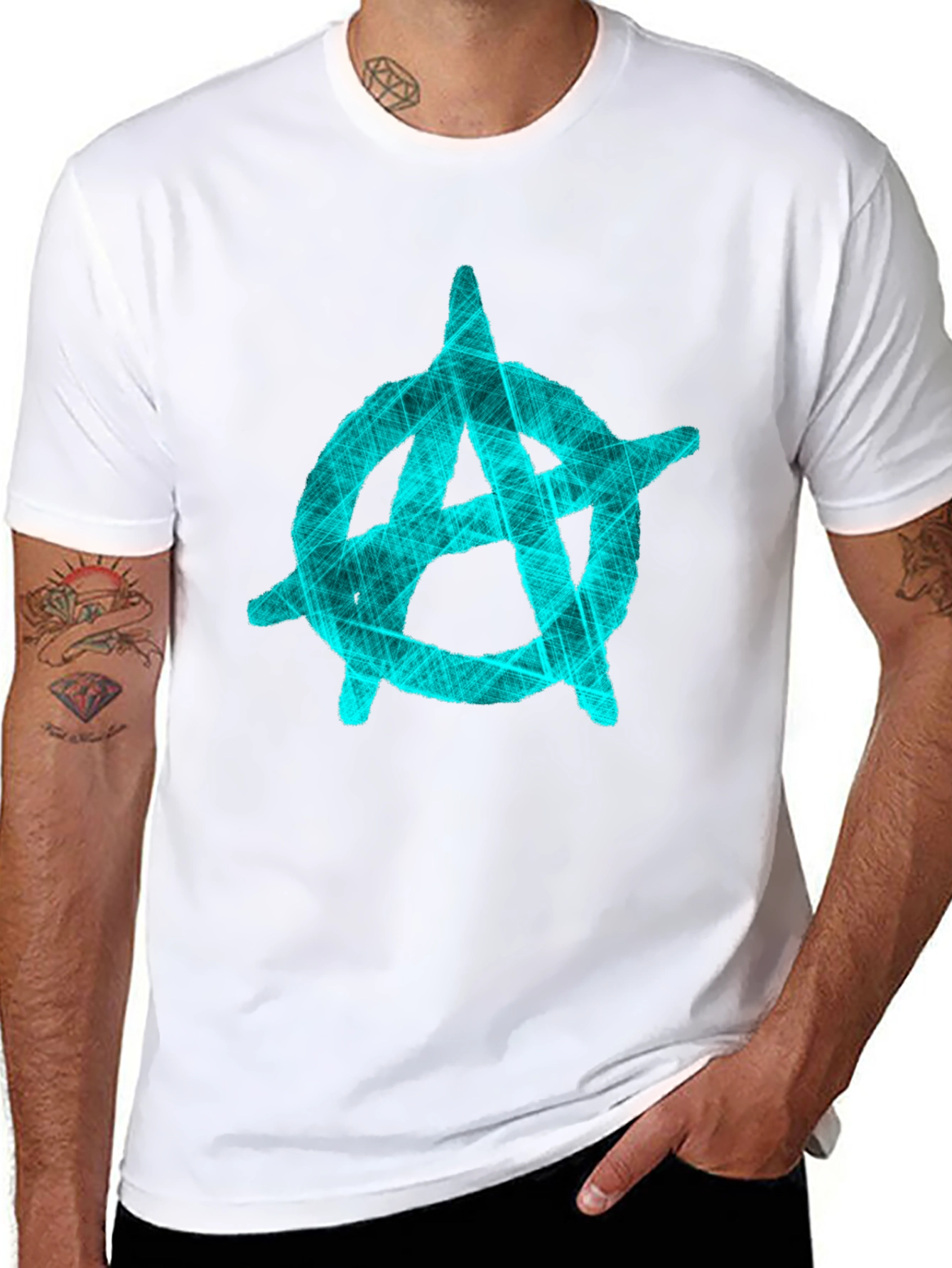 Anarchy Symbol Graphic T-Shirt - Black Crew Neck