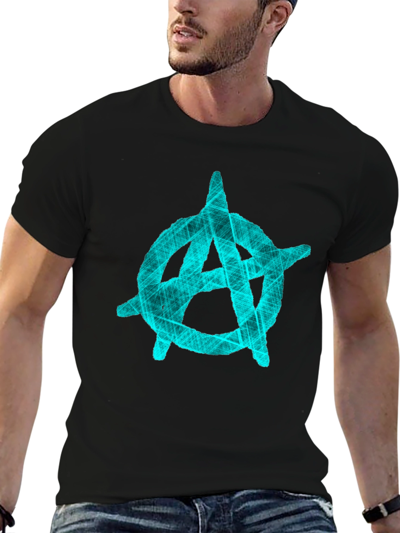 Anarchy Symbol Graphic T-Shirt - Black Crew Neck