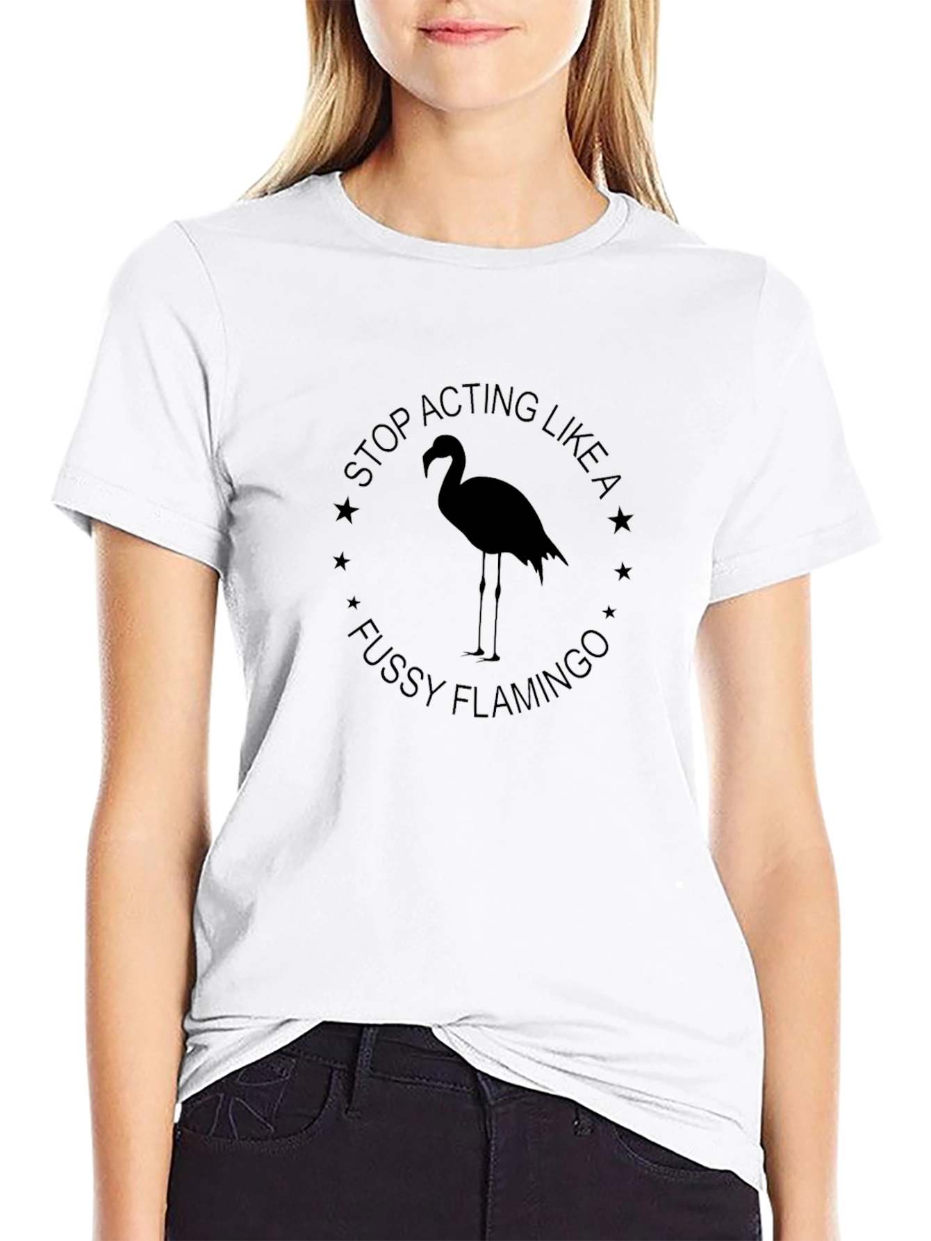 Fussy Flamingo Graphic Tee - Black Cotton T-Shirt