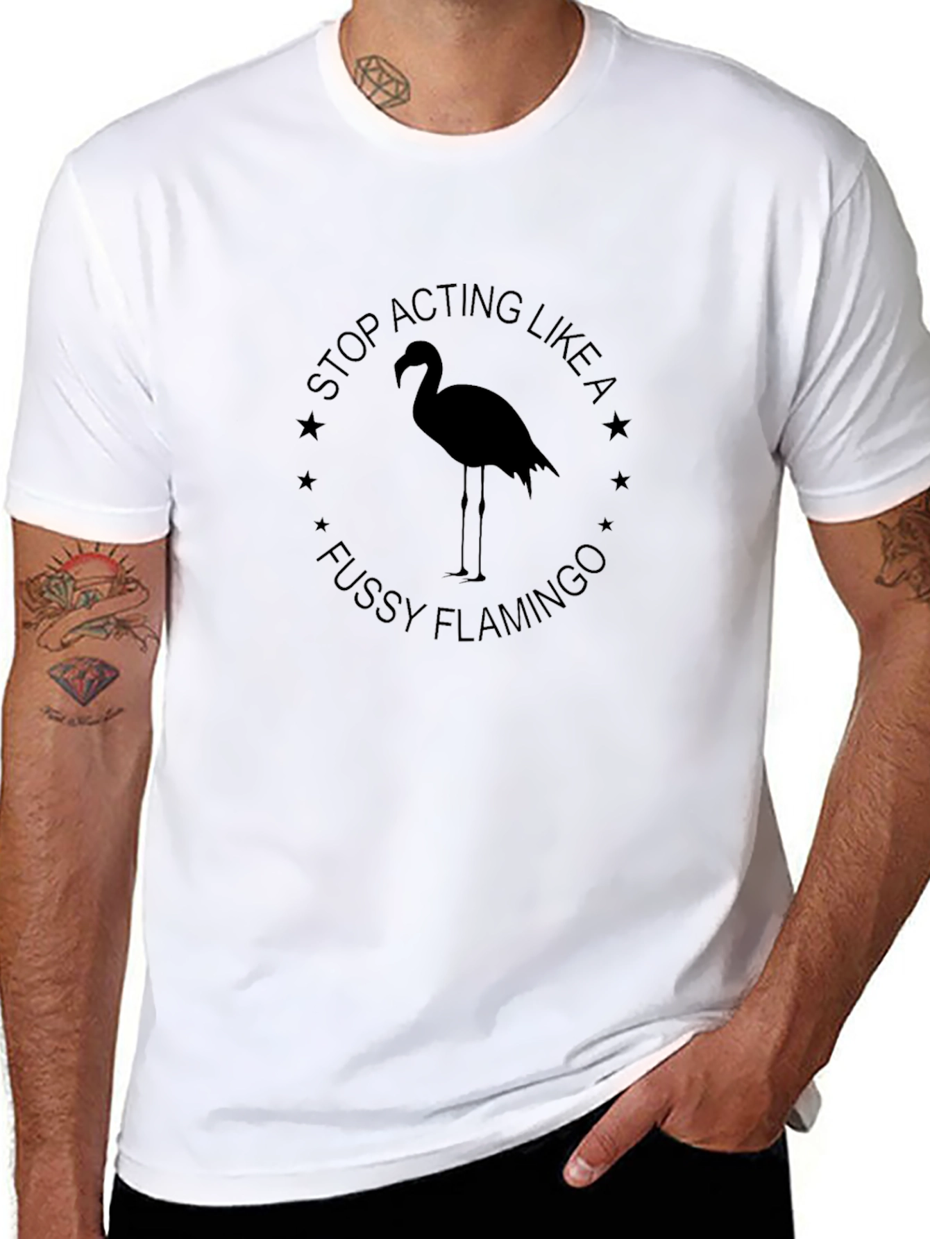 Fussy Flamingo Graphic Tee - Black Cotton T-Shirt