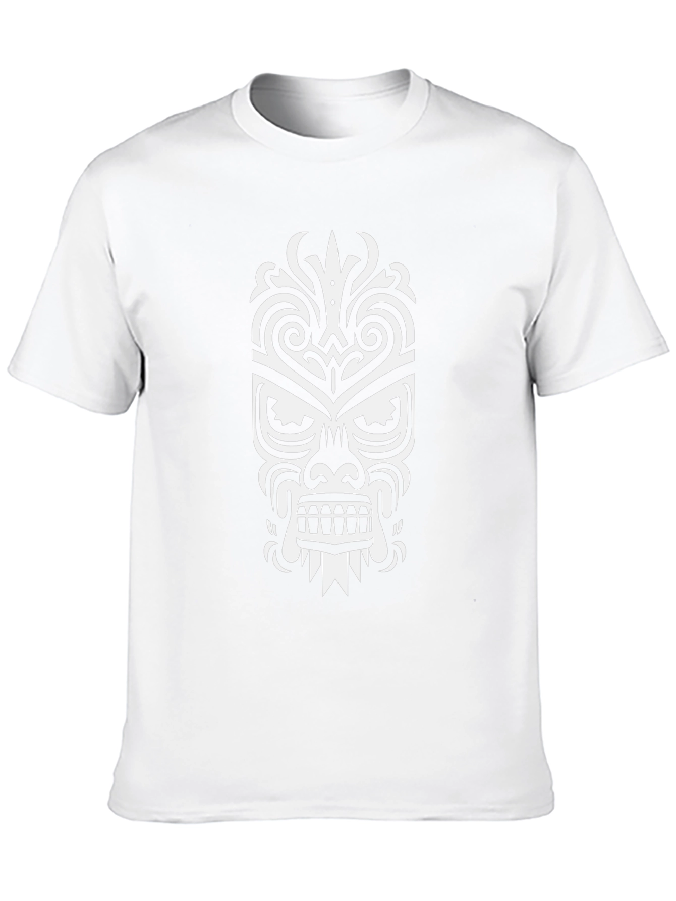 Tribal Mask Graphic Tee - Stylish Black Cotton T-Shirt