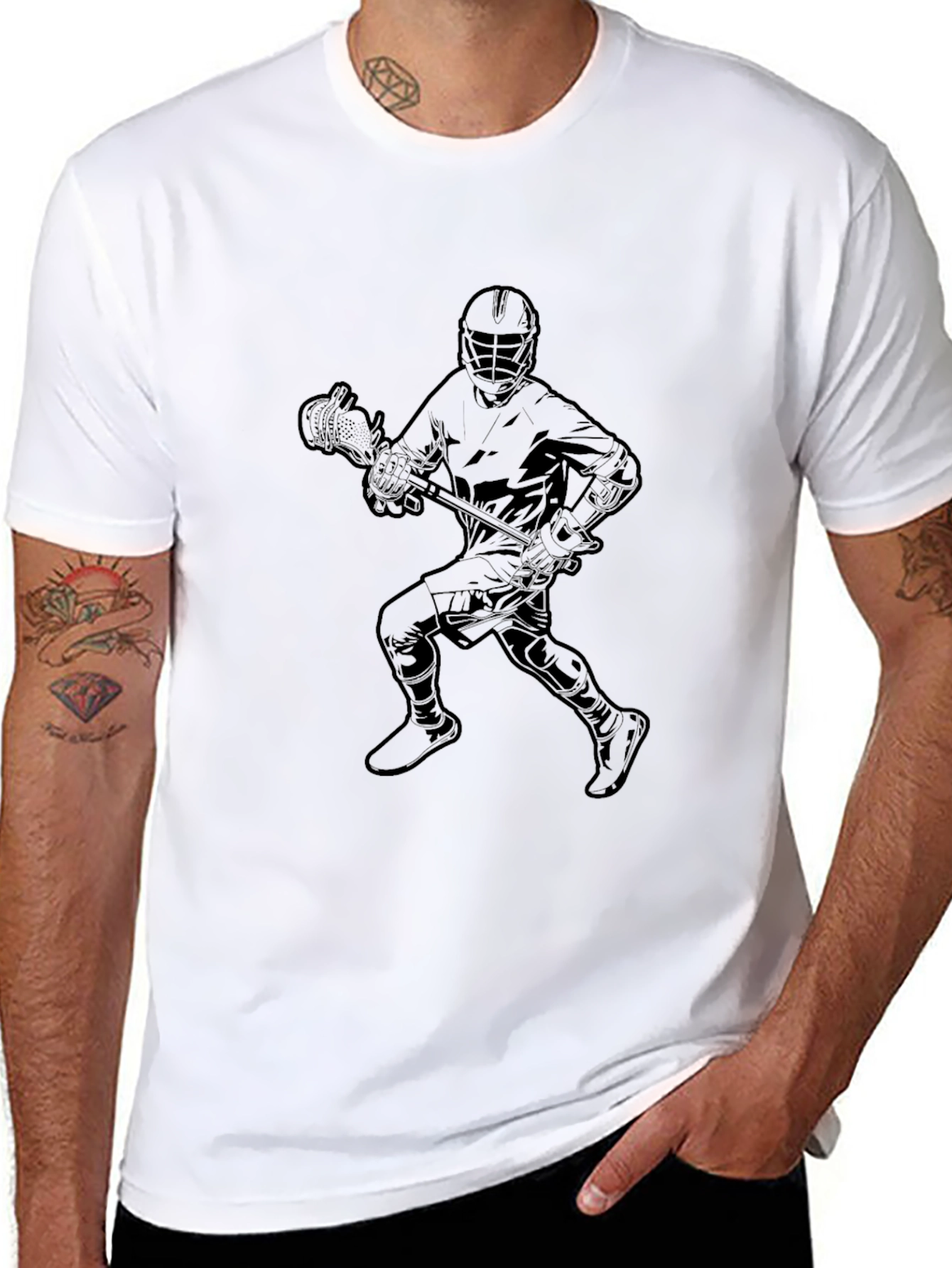 Lacrosse Player Graphic Tee - Black