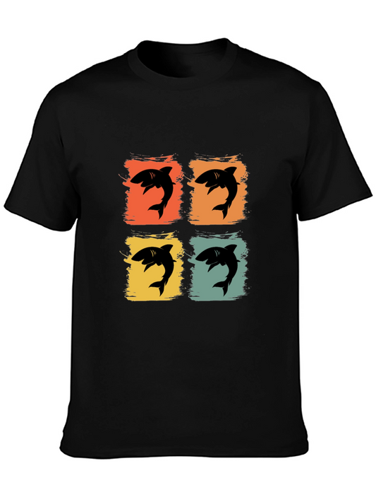 Retro Shark T-Shirt - Four Graphic Pop Art Design