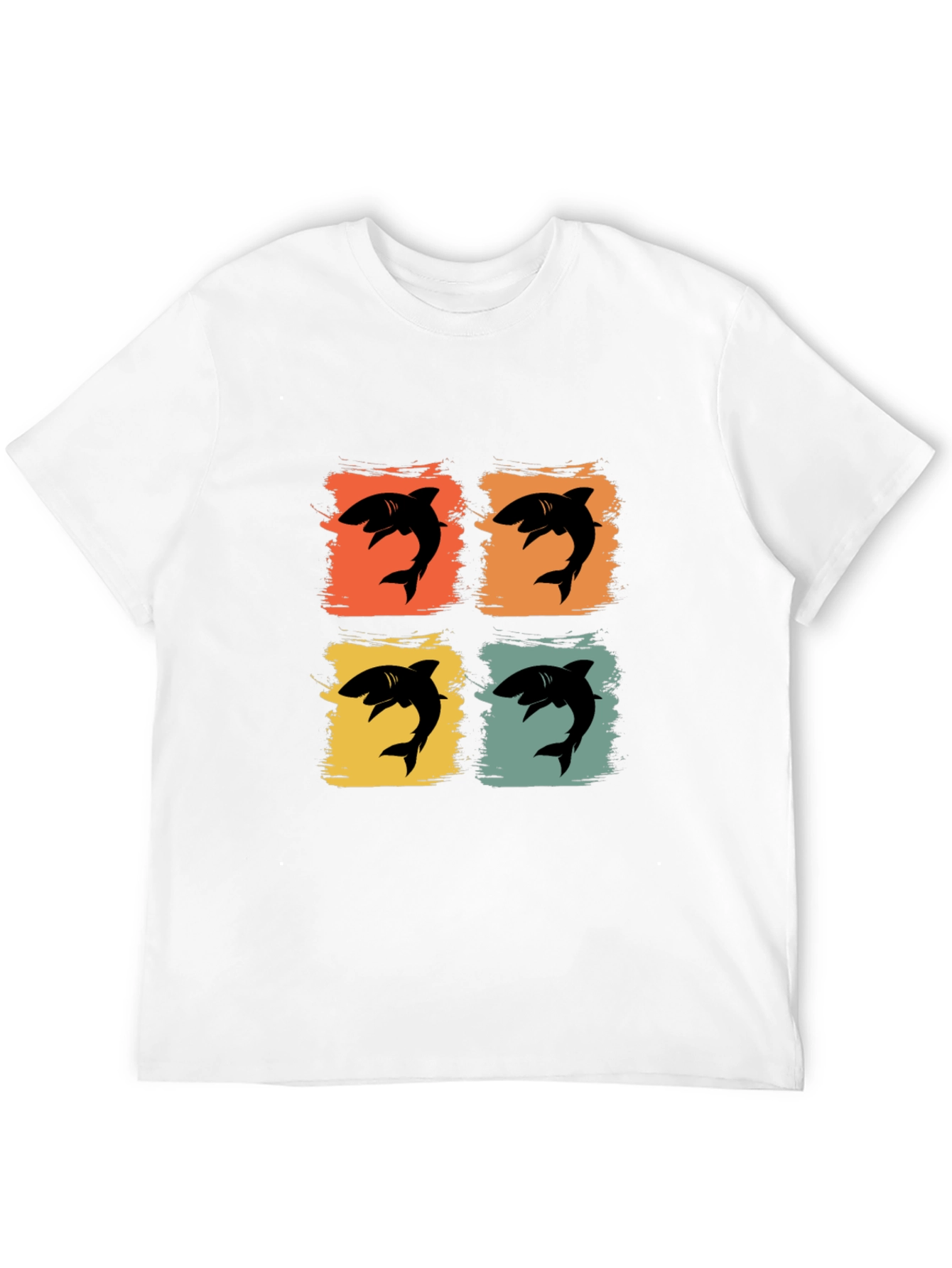 Retro Shark T-Shirt - Four Graphic Pop Art Design