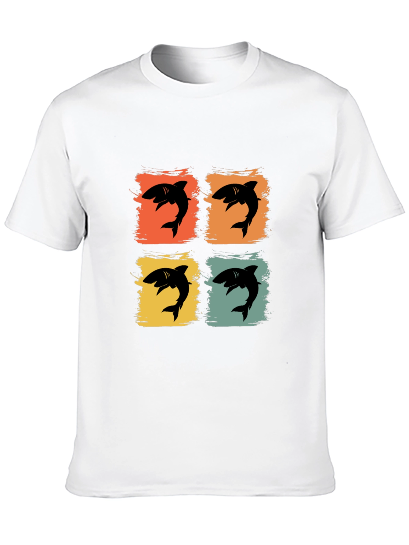 Retro Shark T-Shirt - Four Graphic Pop Art Design