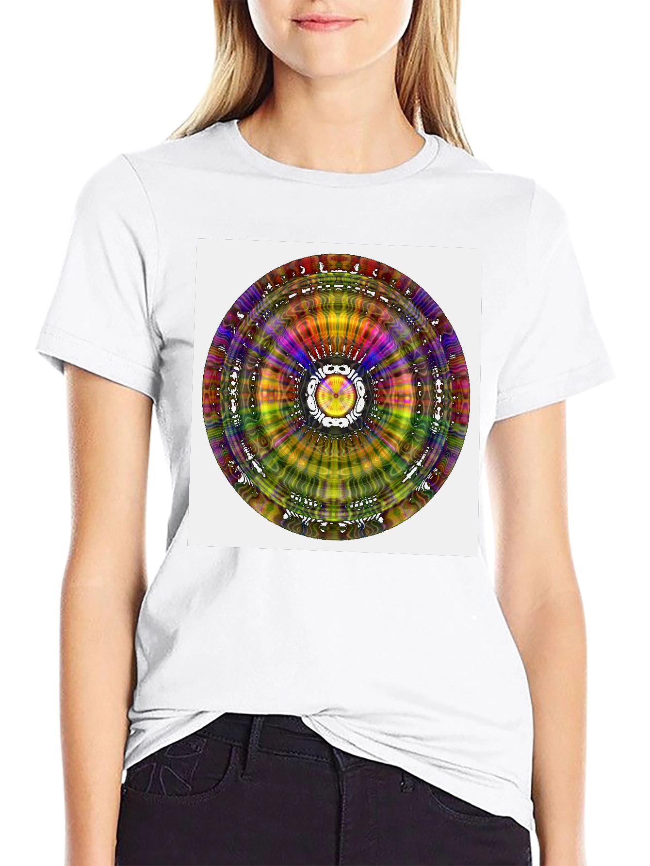 Psychedelic Mandala Graphic Black T-Shirt