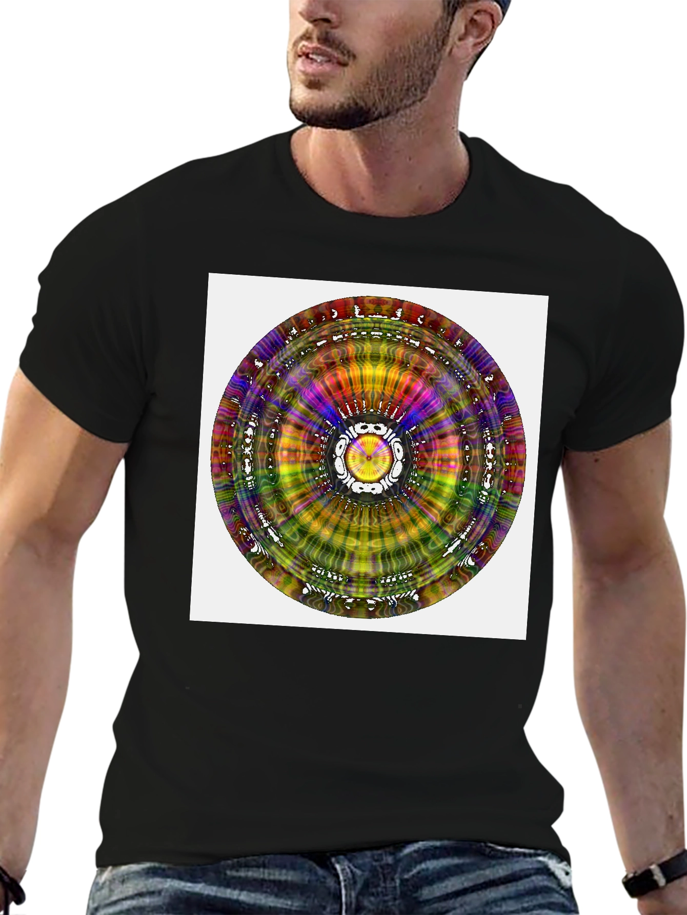 Psychedelic Mandala Graphic Black T-Shirt