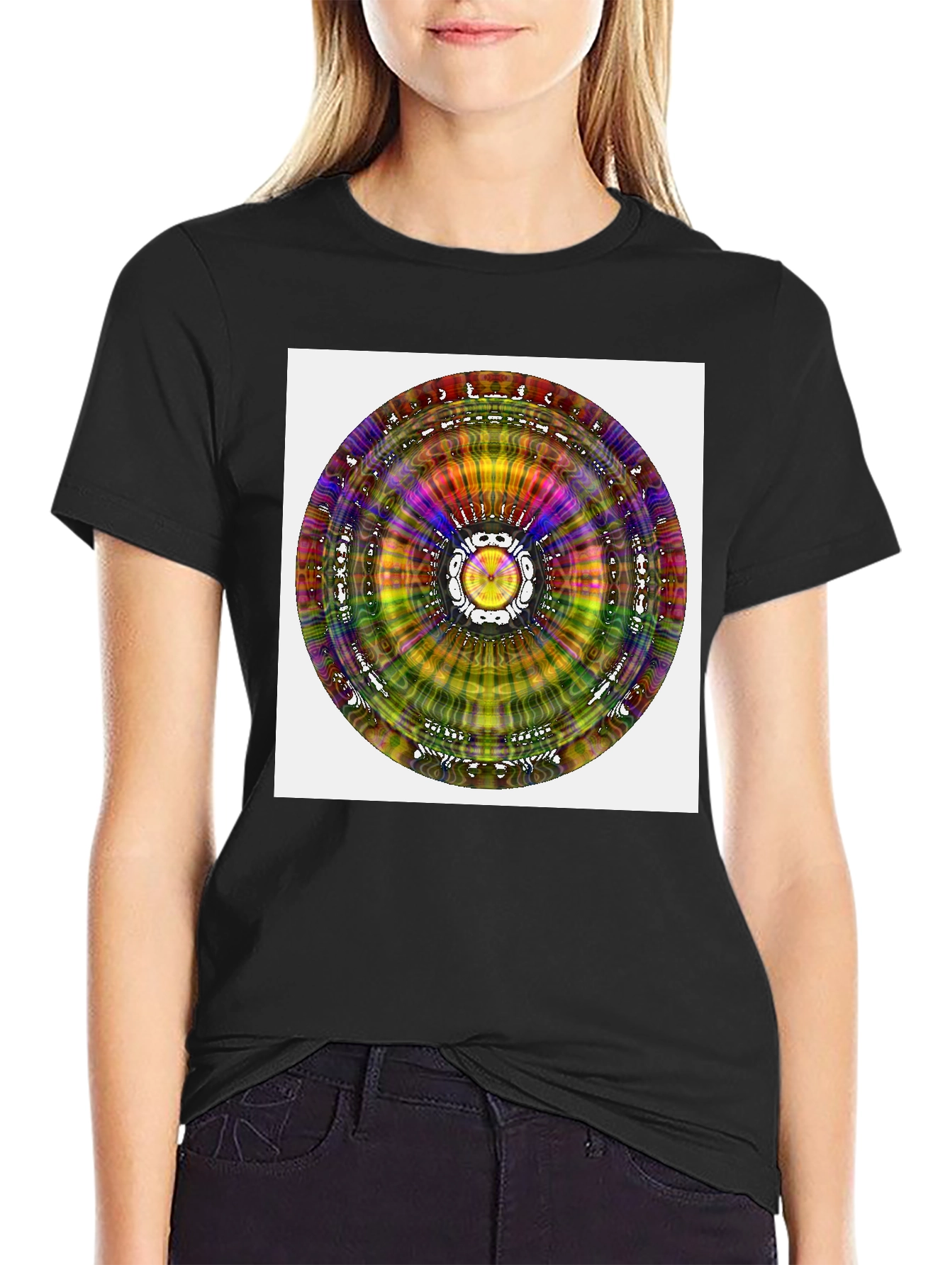 Psychedelic Mandala Graphic Black T-Shirt