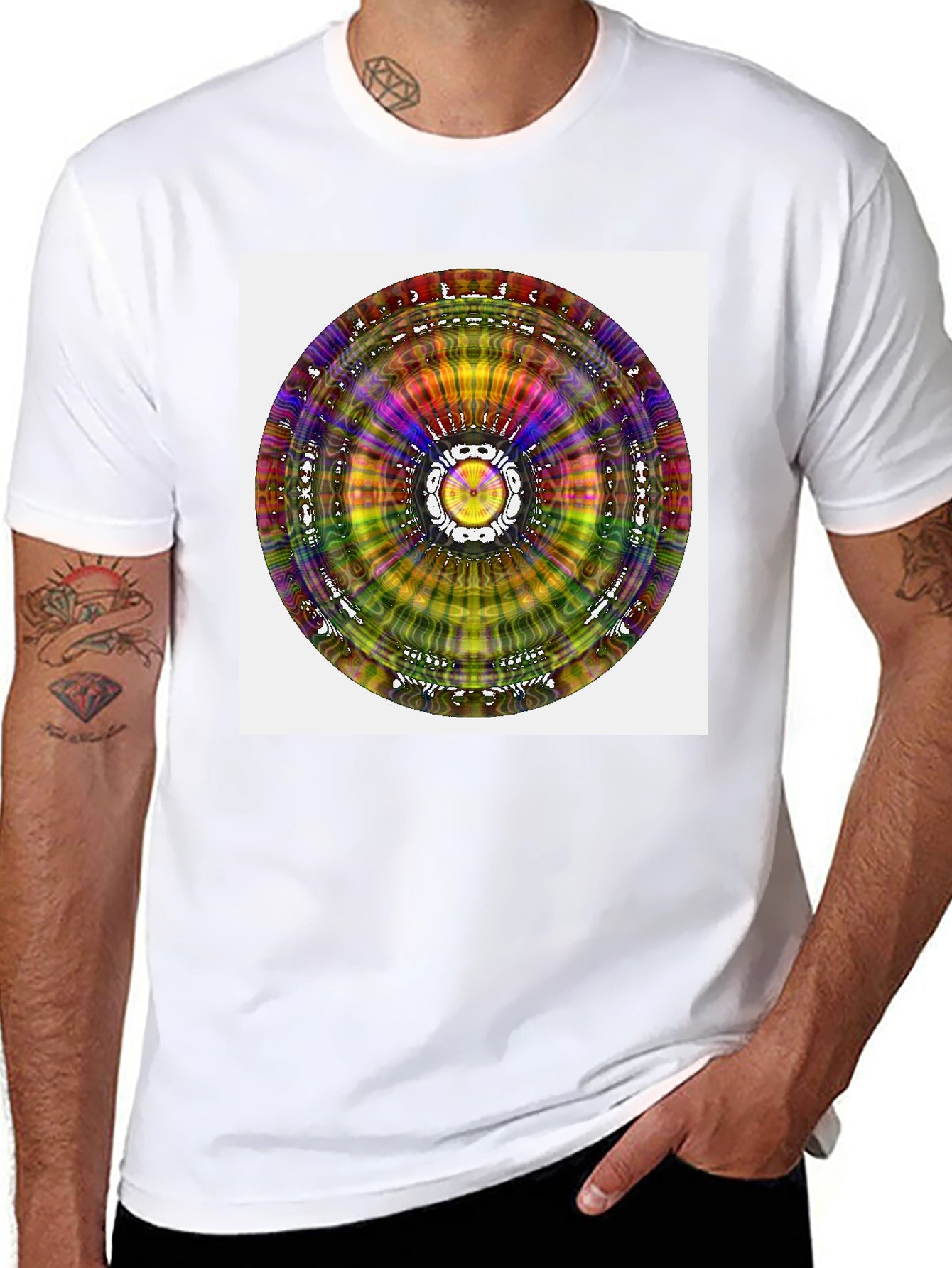 Psychedelic Mandala Graphic Black T-Shirt