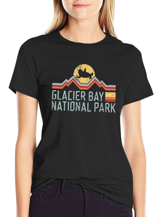 Glacier Bay National Park T-Shirt Vintage Style Black Tee