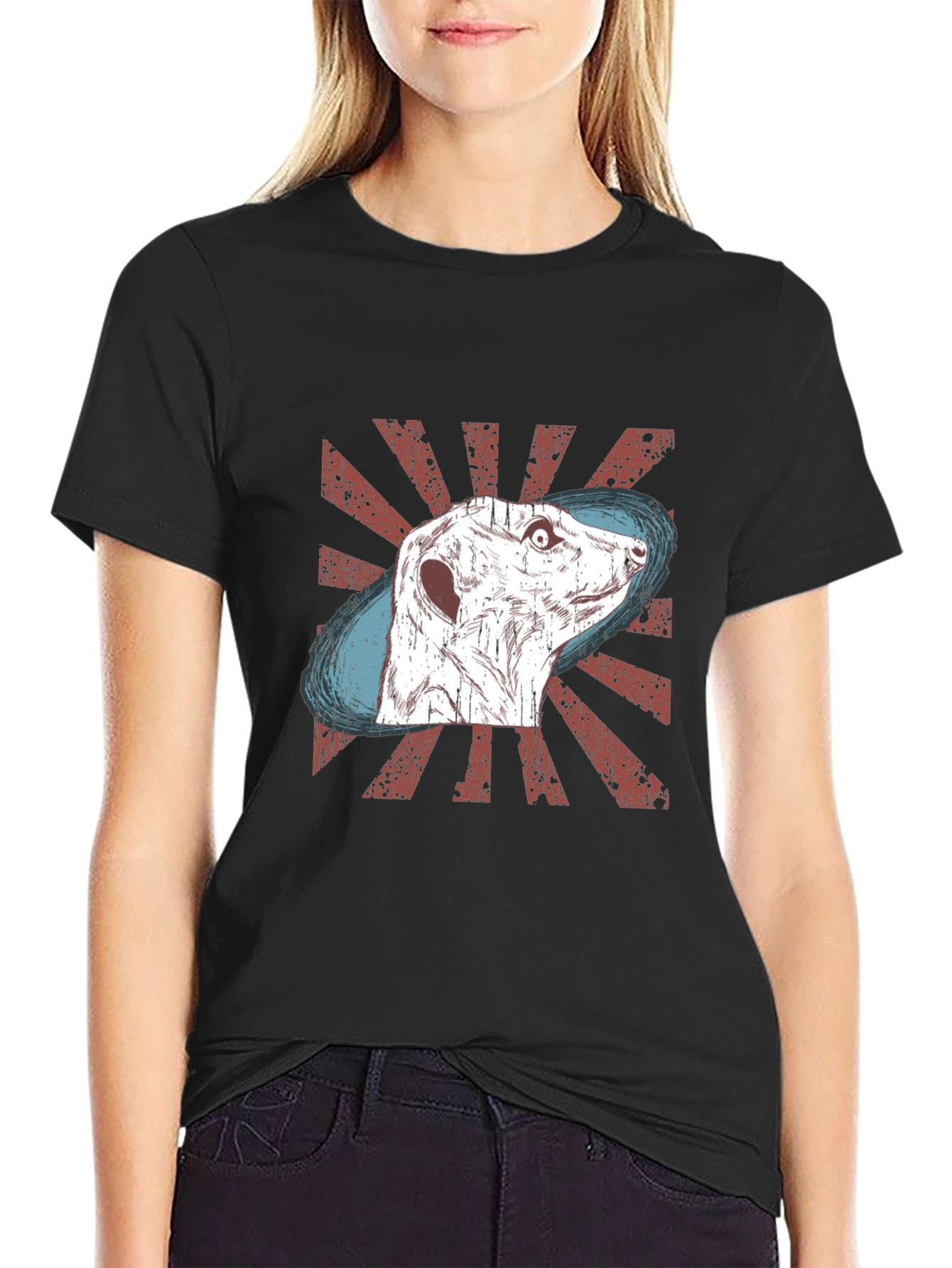 Meerkat Graphic Tee - Distressed Retro Design