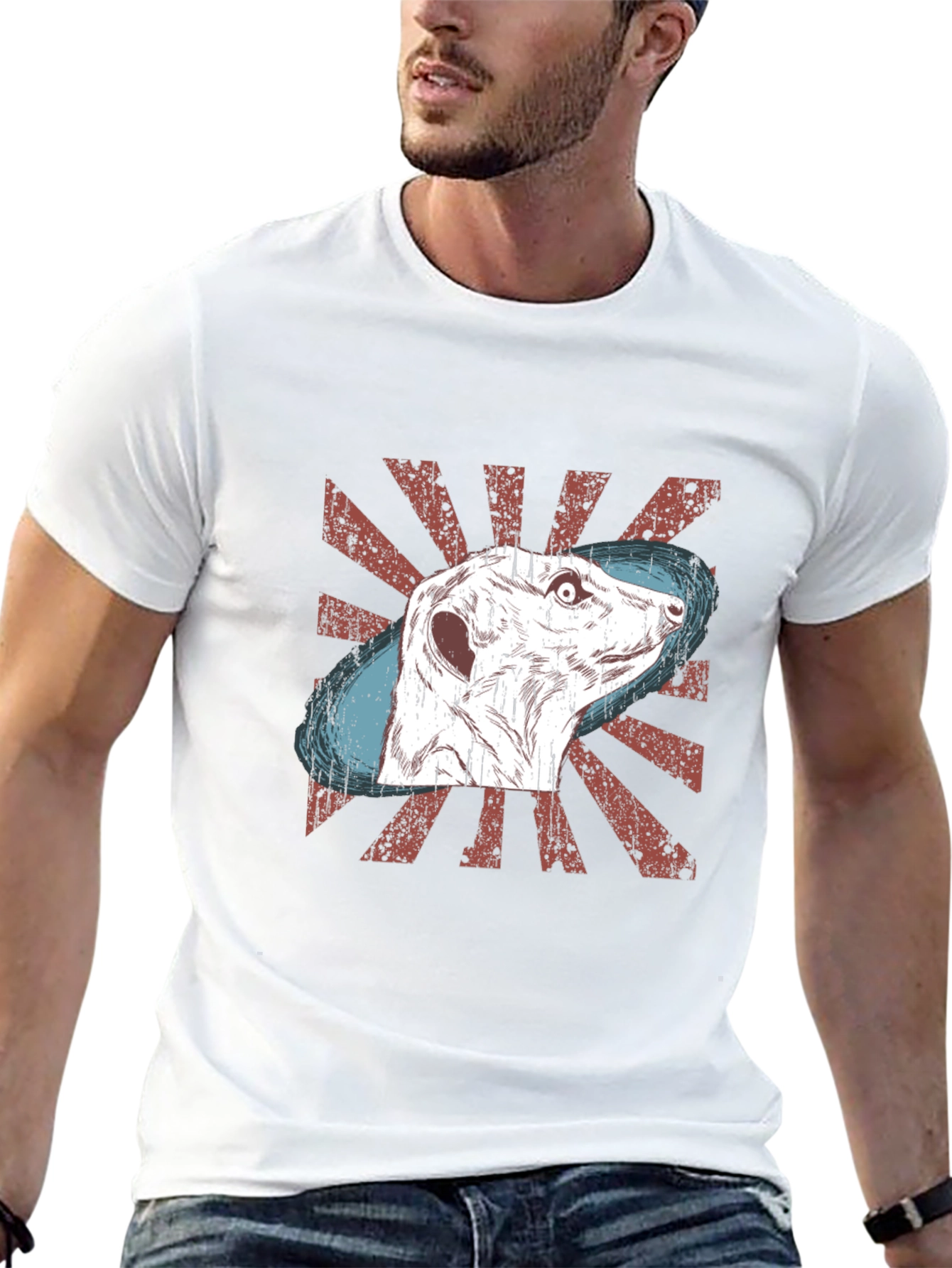 Meerkat Graphic Tee - Distressed Retro Design