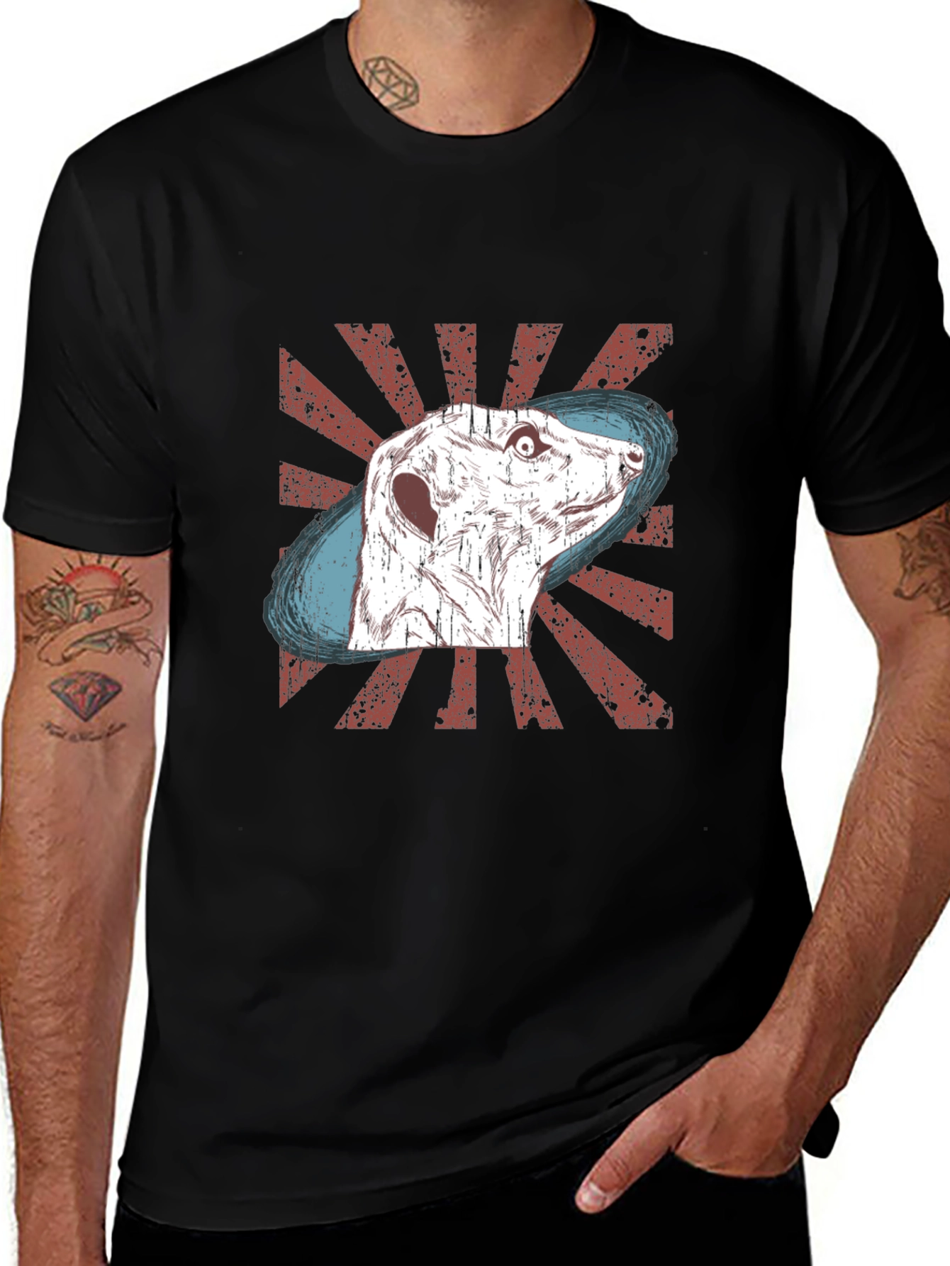 Meerkat Graphic Tee - Distressed Retro Design