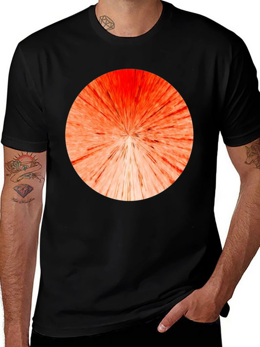 Black T-Shirt with Fiery Sunburst Graphic
