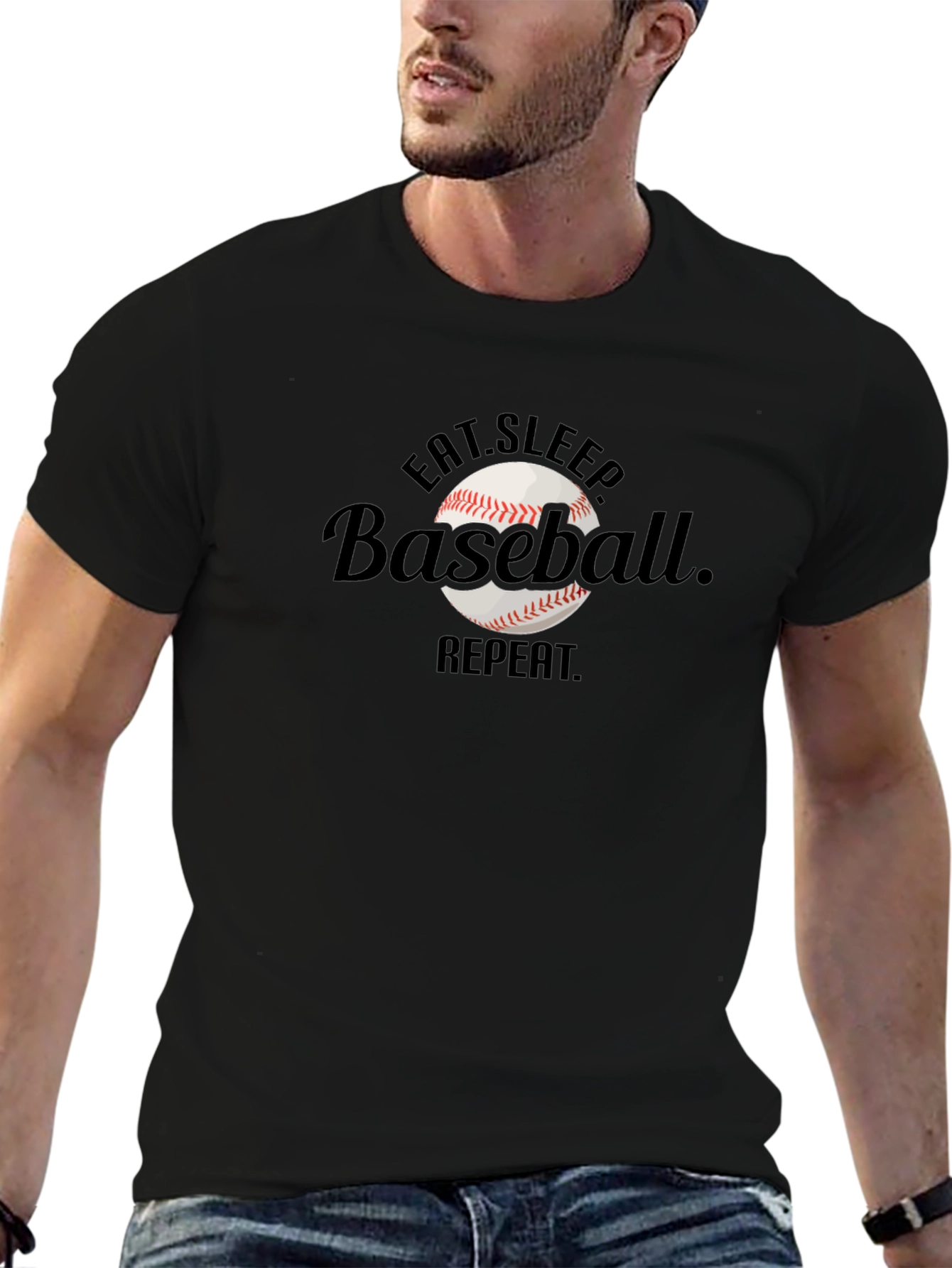 Eat Sleep Baseball Repeat Black T-Shirt