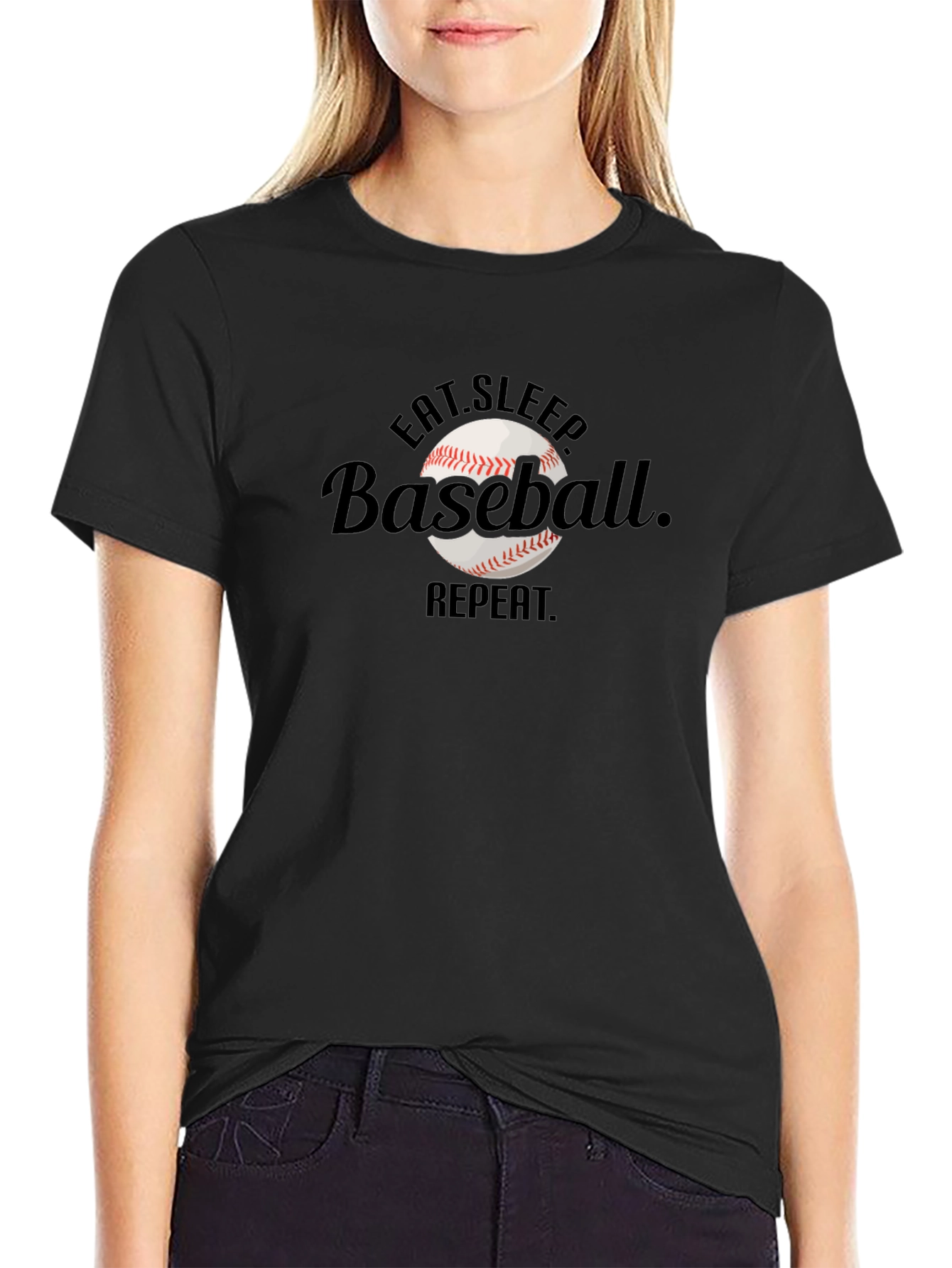 Eat Sleep Baseball Repeat Black T-Shirt