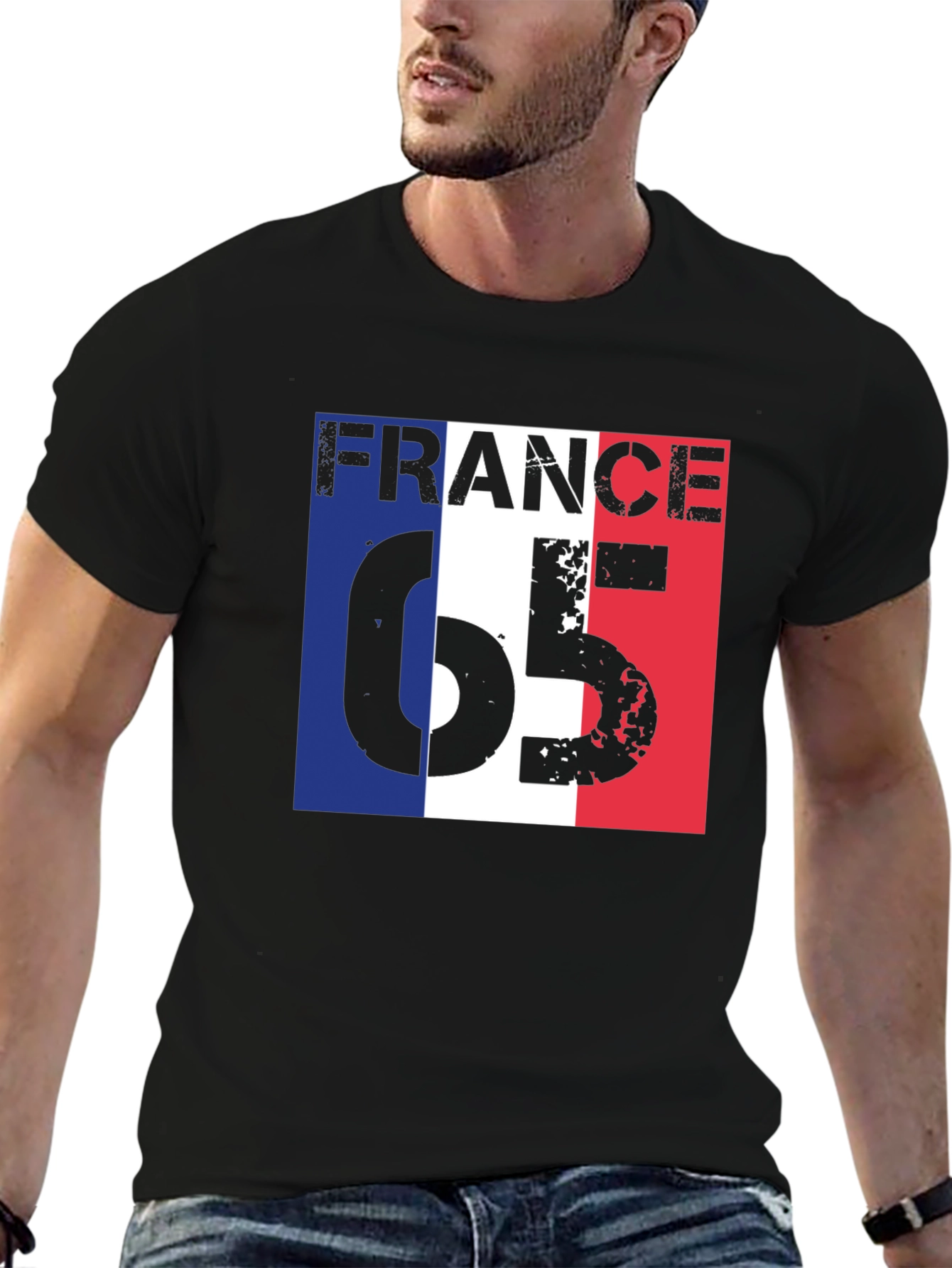 France 65 Graphic Tee - Patriotic French Flag T-Shirt